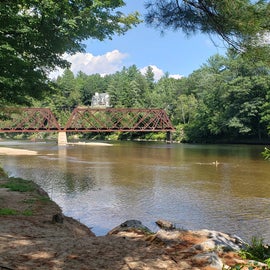 one of the campsites view of the river and railroad bridge