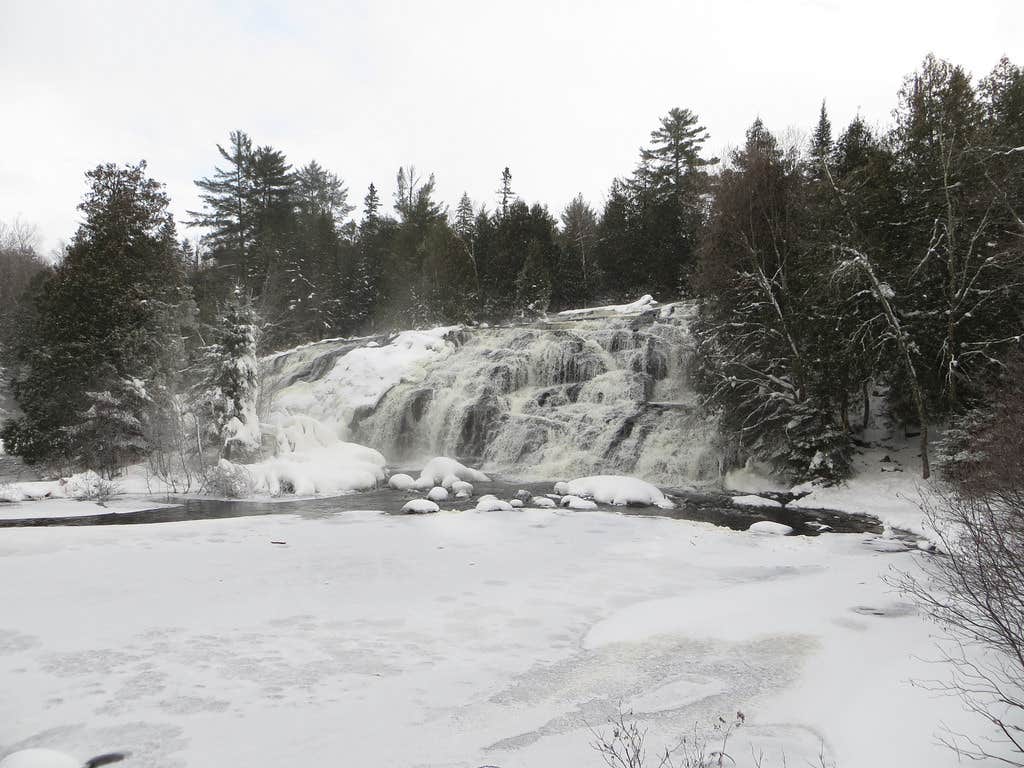 winter at a frozen bond falls