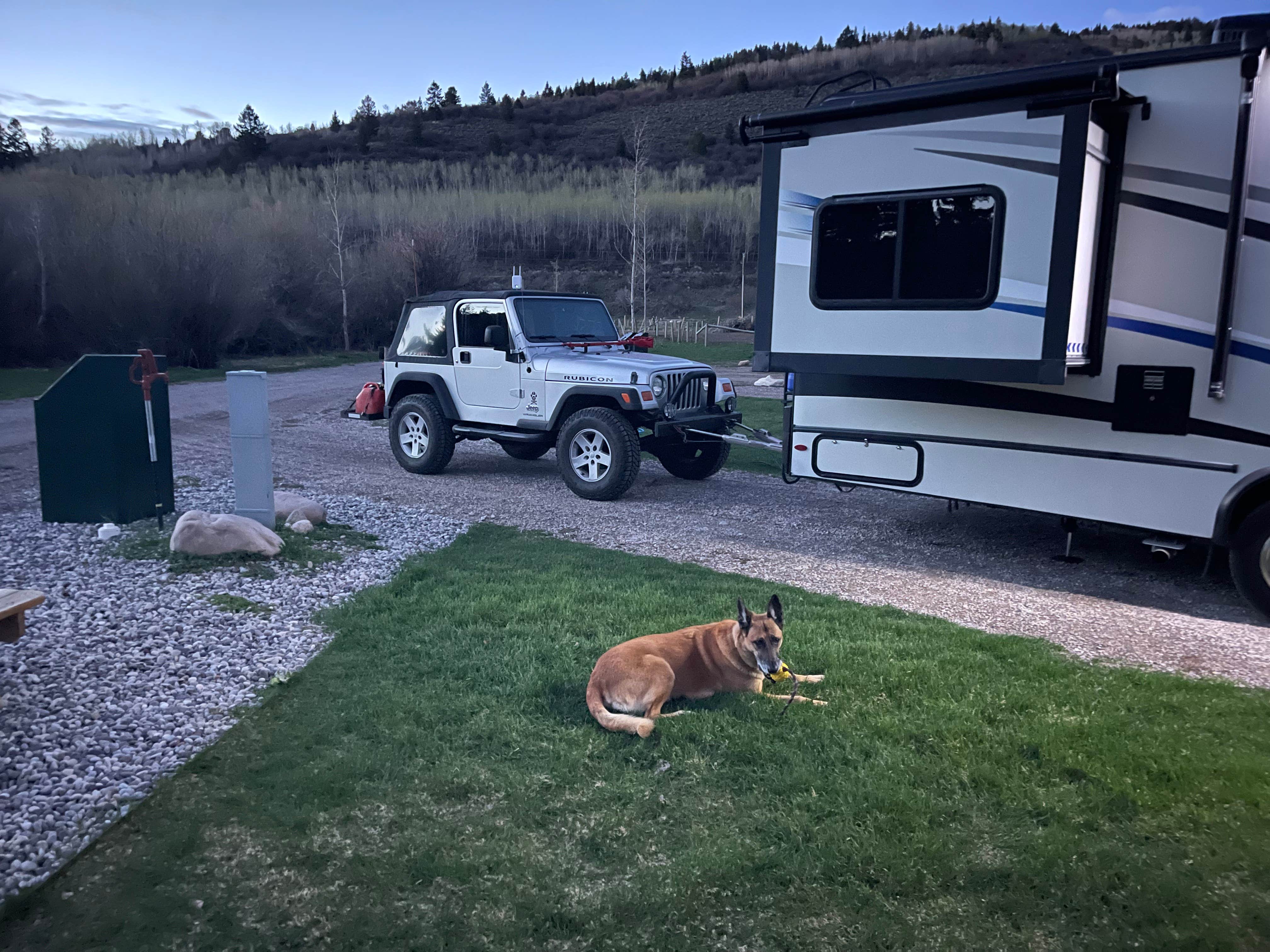Mike B.'s photo of camping with pets at Moose Creek Ranch near Victor, ID