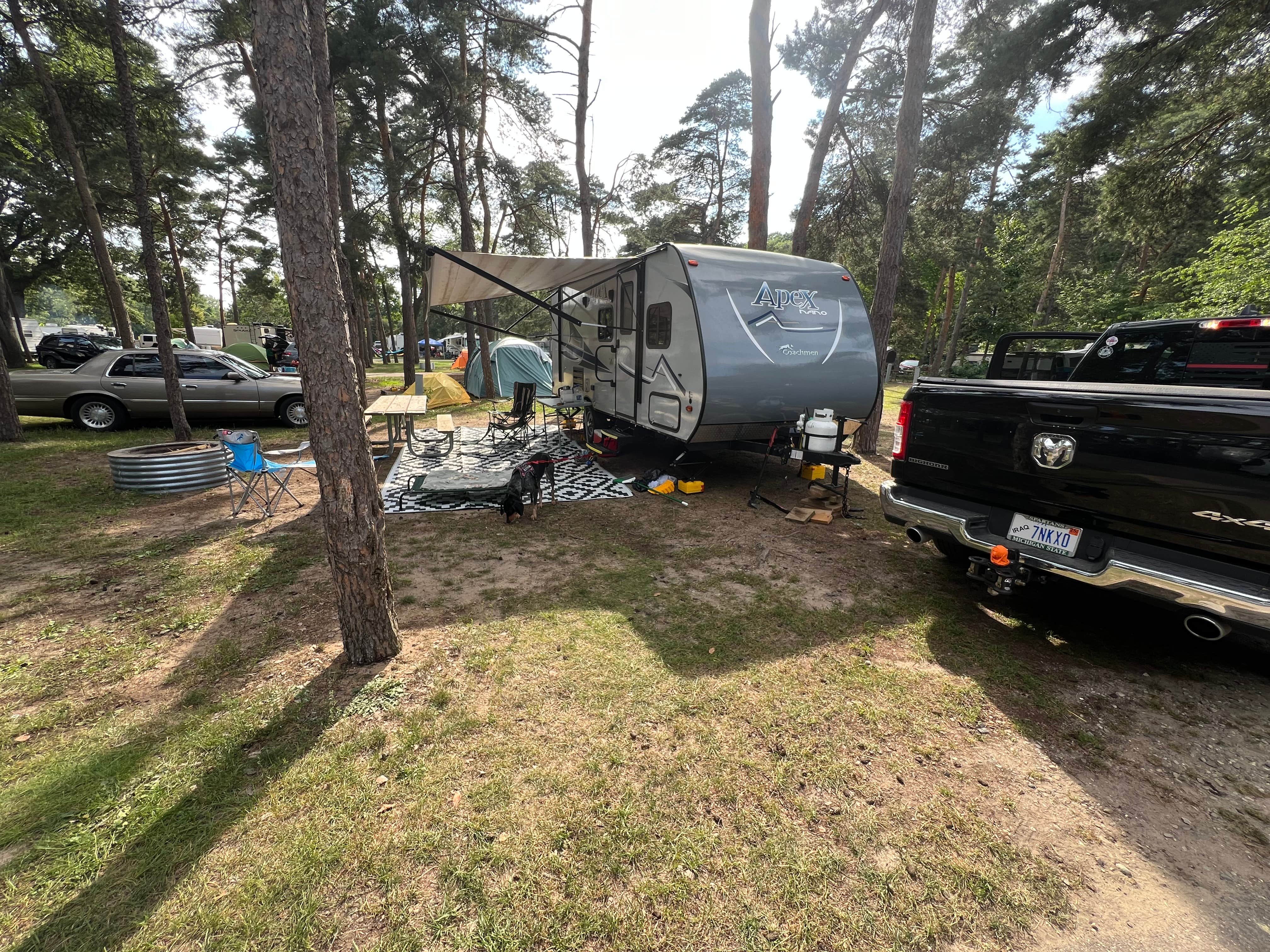 Gerard E.'s photo of camping with pets at Lake Macatawa Campground — Holland State Park near Grand Rapids, MI