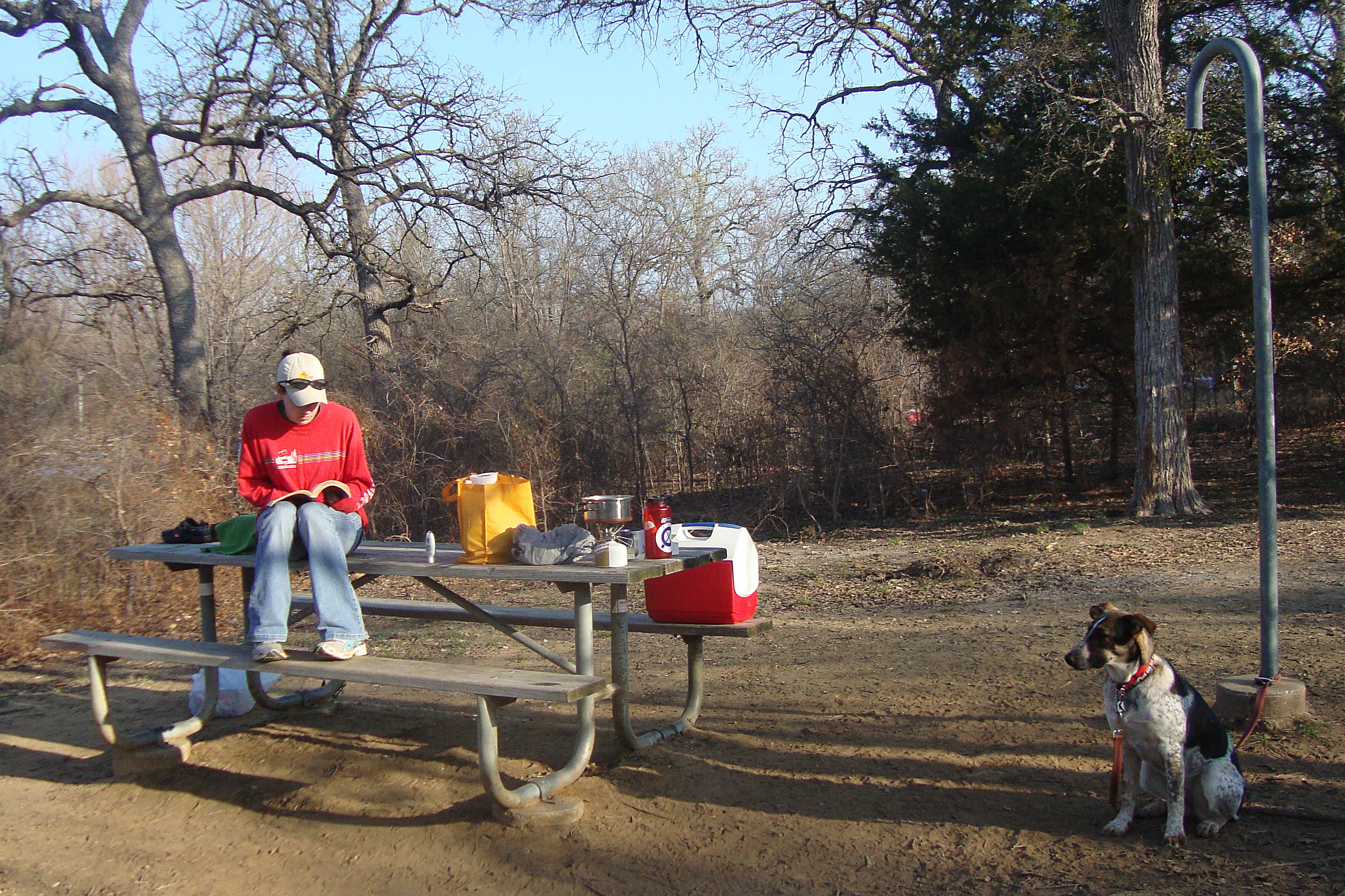 Gretchen N.'s photo of camping with pets at Isle du Bois Campsites — Ray Roberts Lake State Park near Sherman, TX