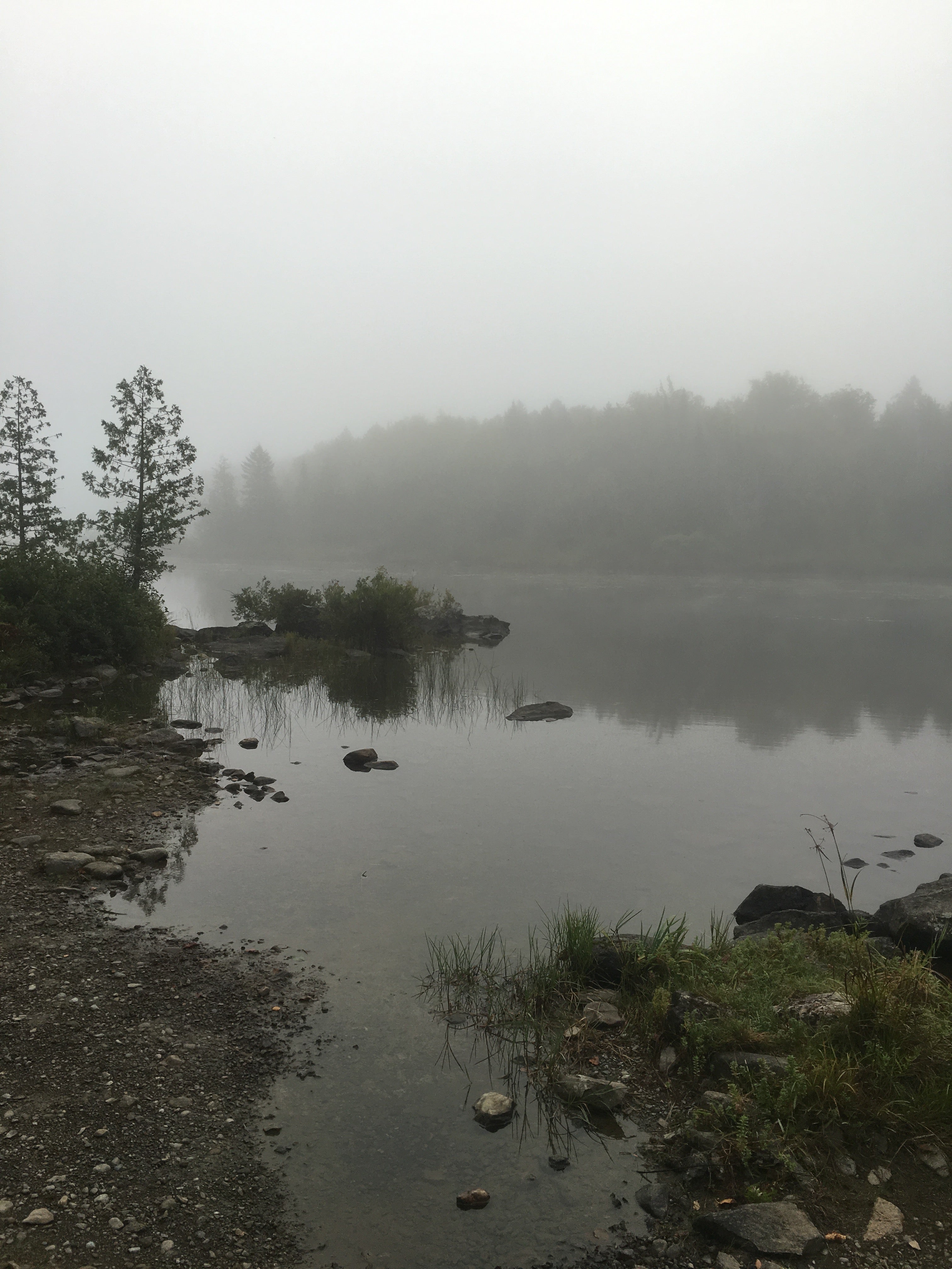 Lower Shin Pond in early morning fog