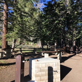 Picnic table and group campsite area 