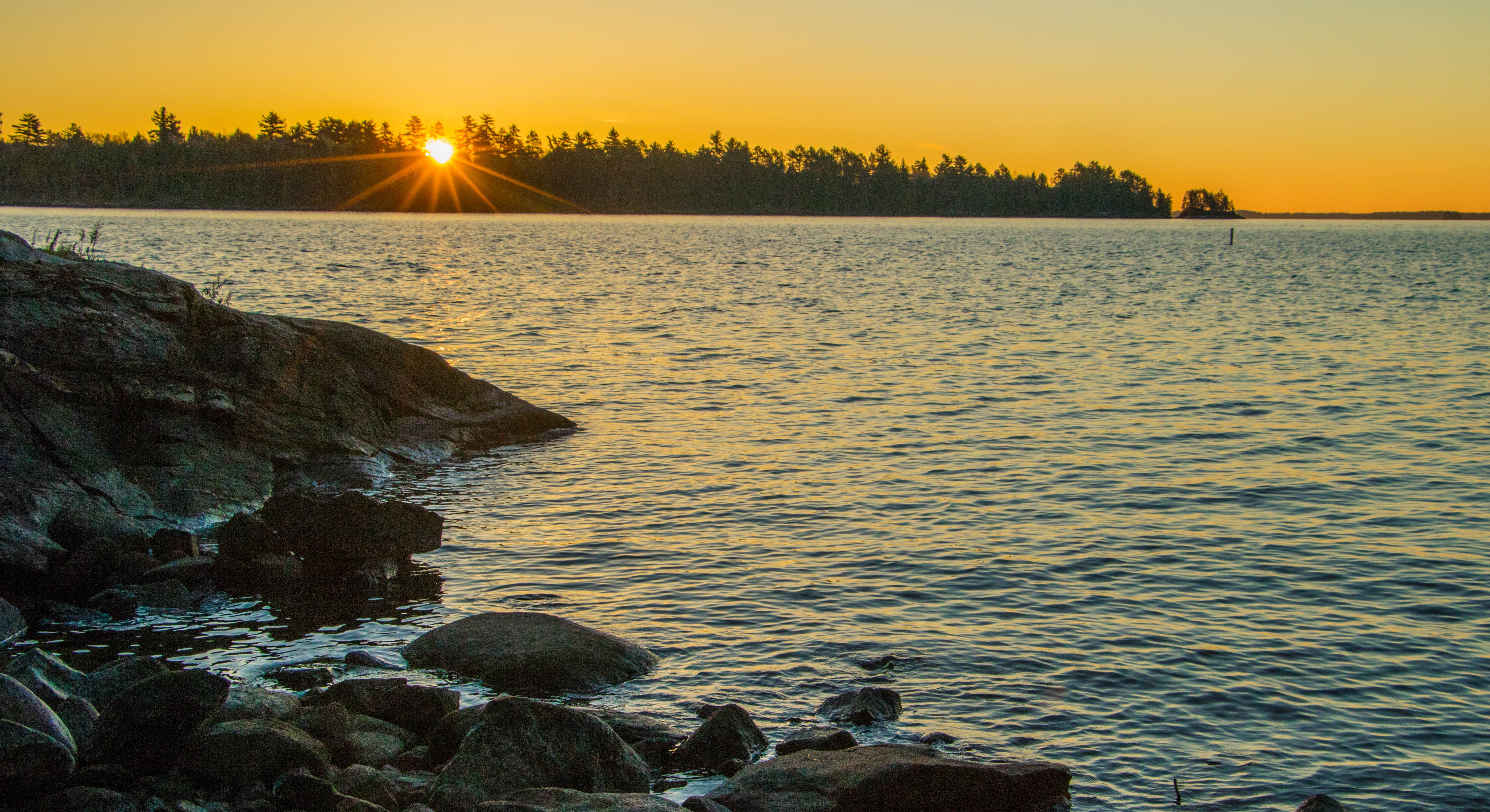 Sunrise over Lake near Voyageurs National Park Backcountry Camping in Voyageurs NP