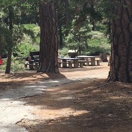 Set of picnic tables together at the sites
