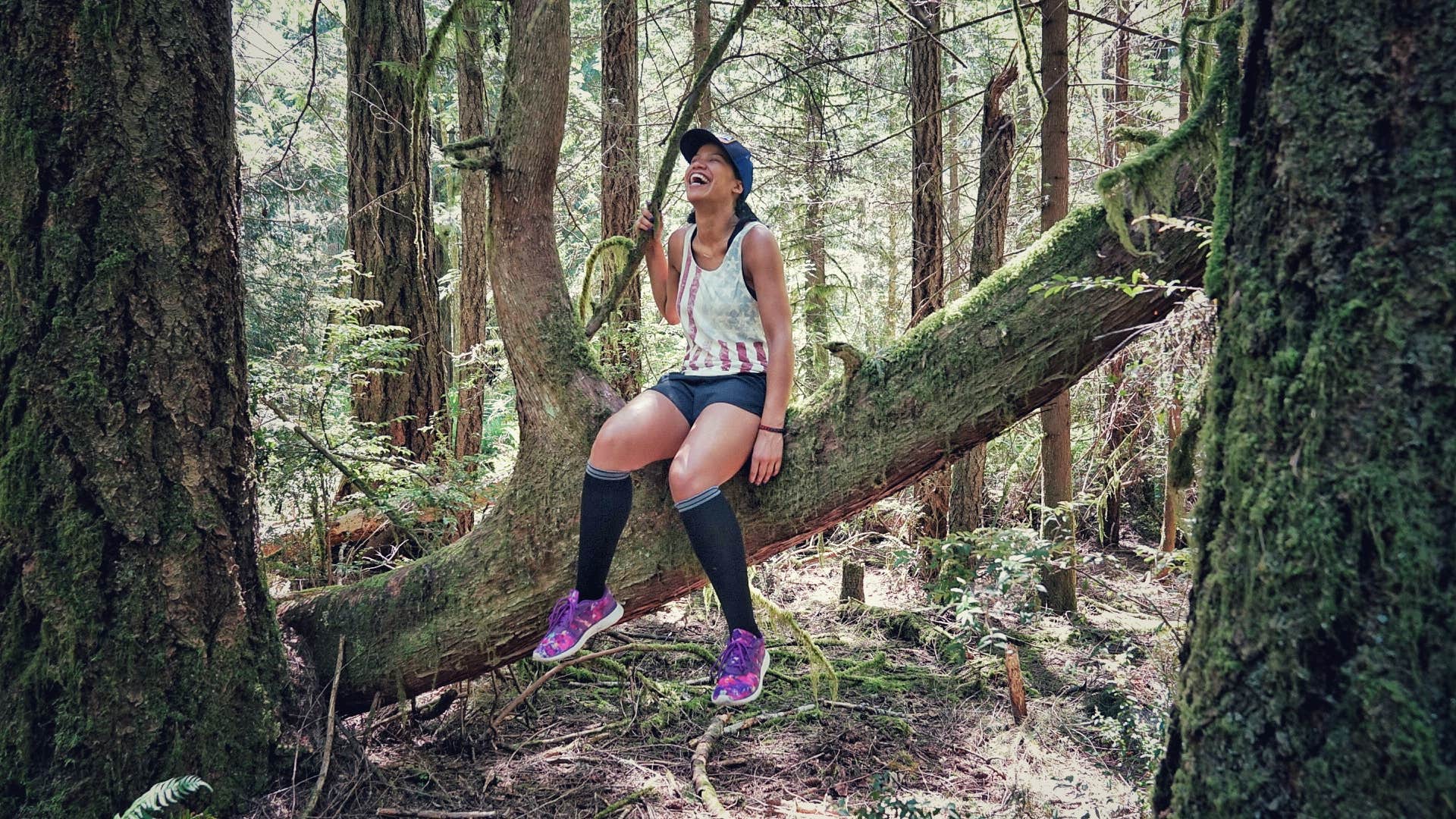 Just loving my  Lily Trotters Four Kisses Compression Socks and being in the woods