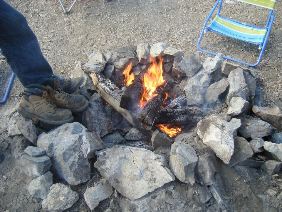 The fire ring... Don't mind the beach chairs, it was all we had at the time.