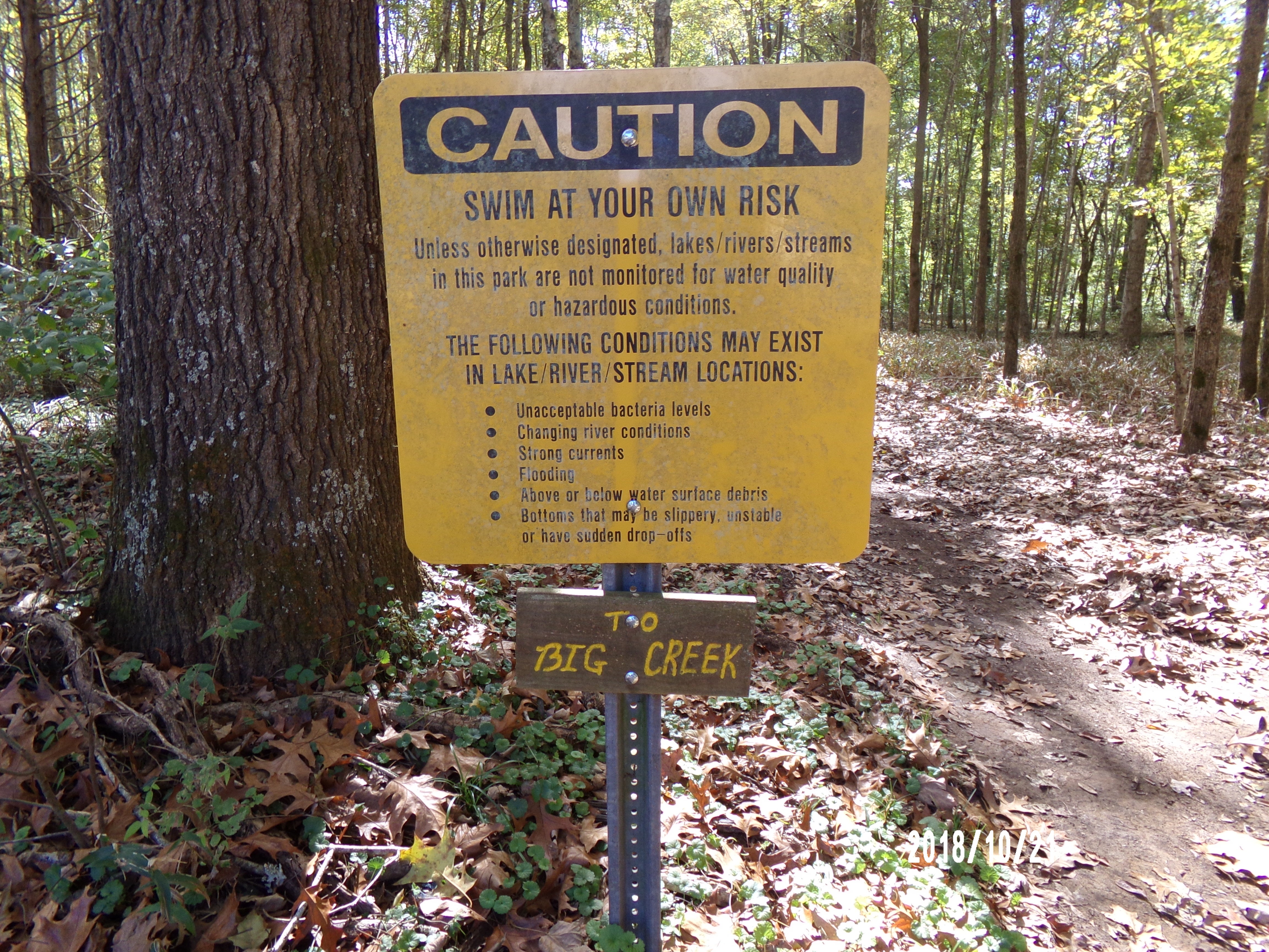 sign on way to swimming hole