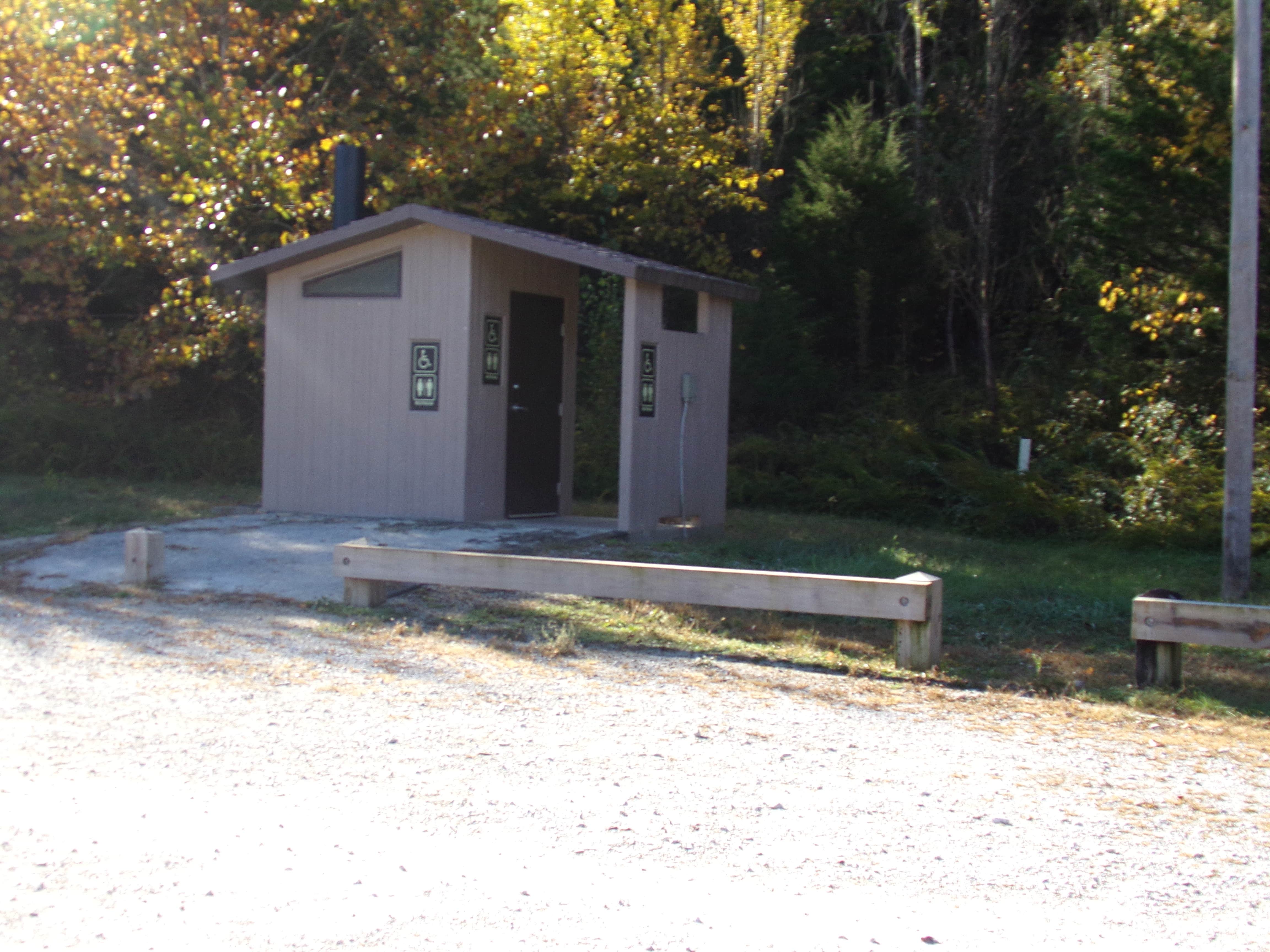 Vault toilet at river access area