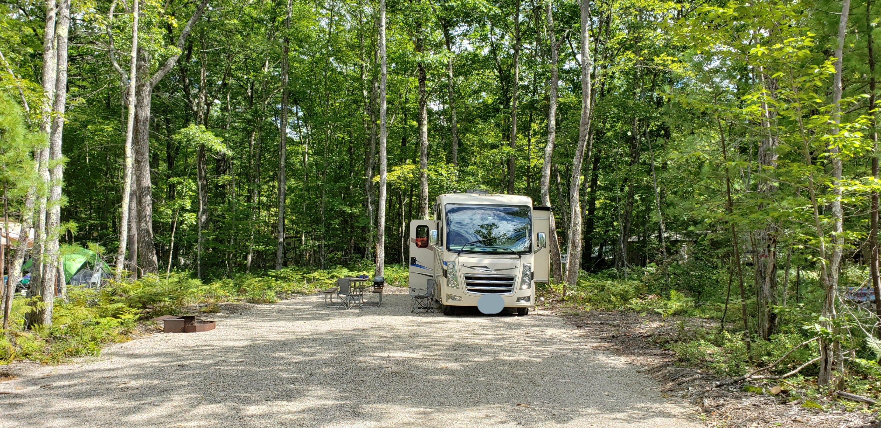 Rv site occupied with large RV