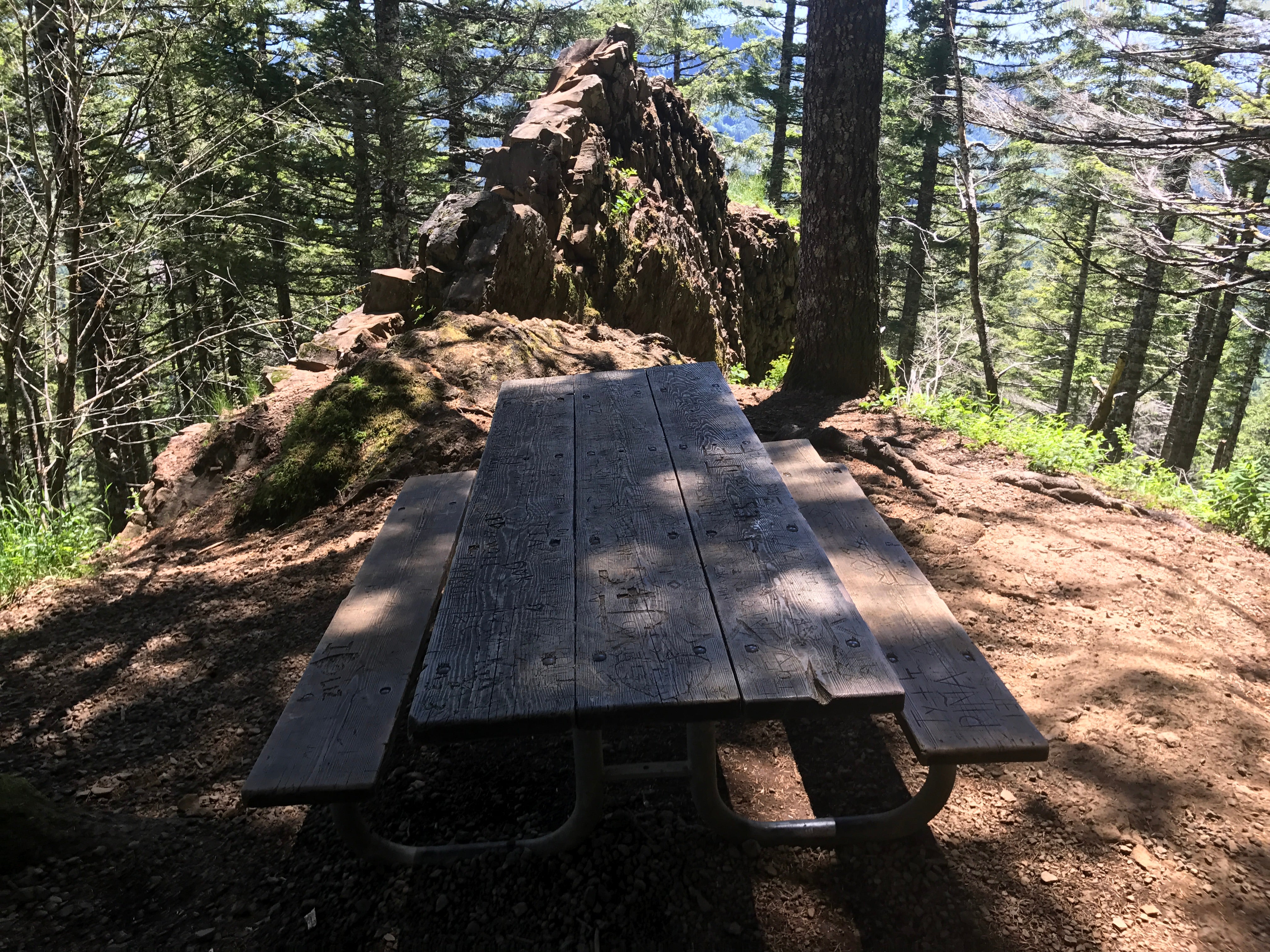 There are 2 picnic tables in really strange areas on the way up the mountain. It makes you wonder how they got there--but good if you need a break!