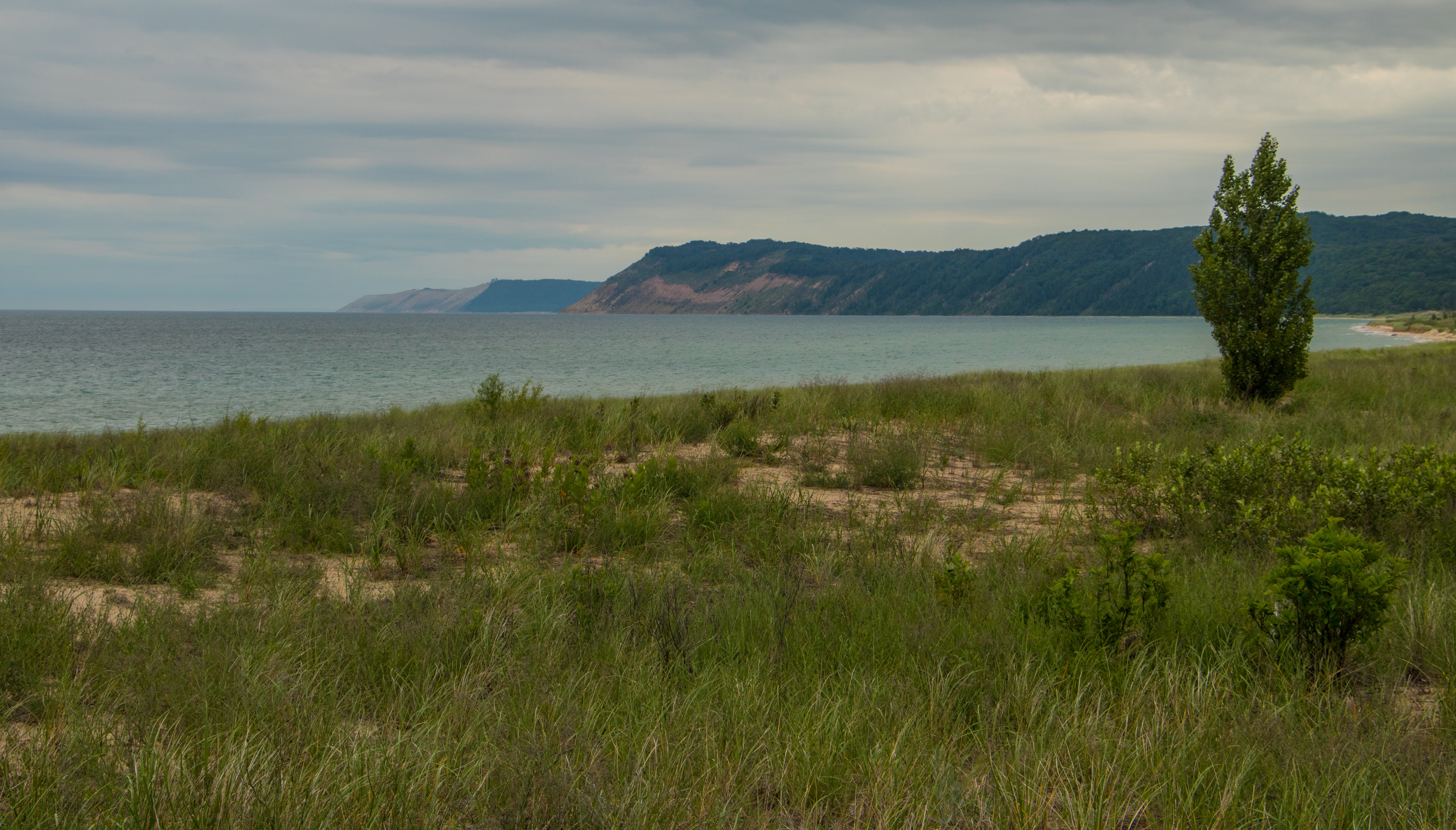 An easy sandy 1/4 mile trail from the campground leads you out to this amazing view and beach on the shore of Lake Michigan.