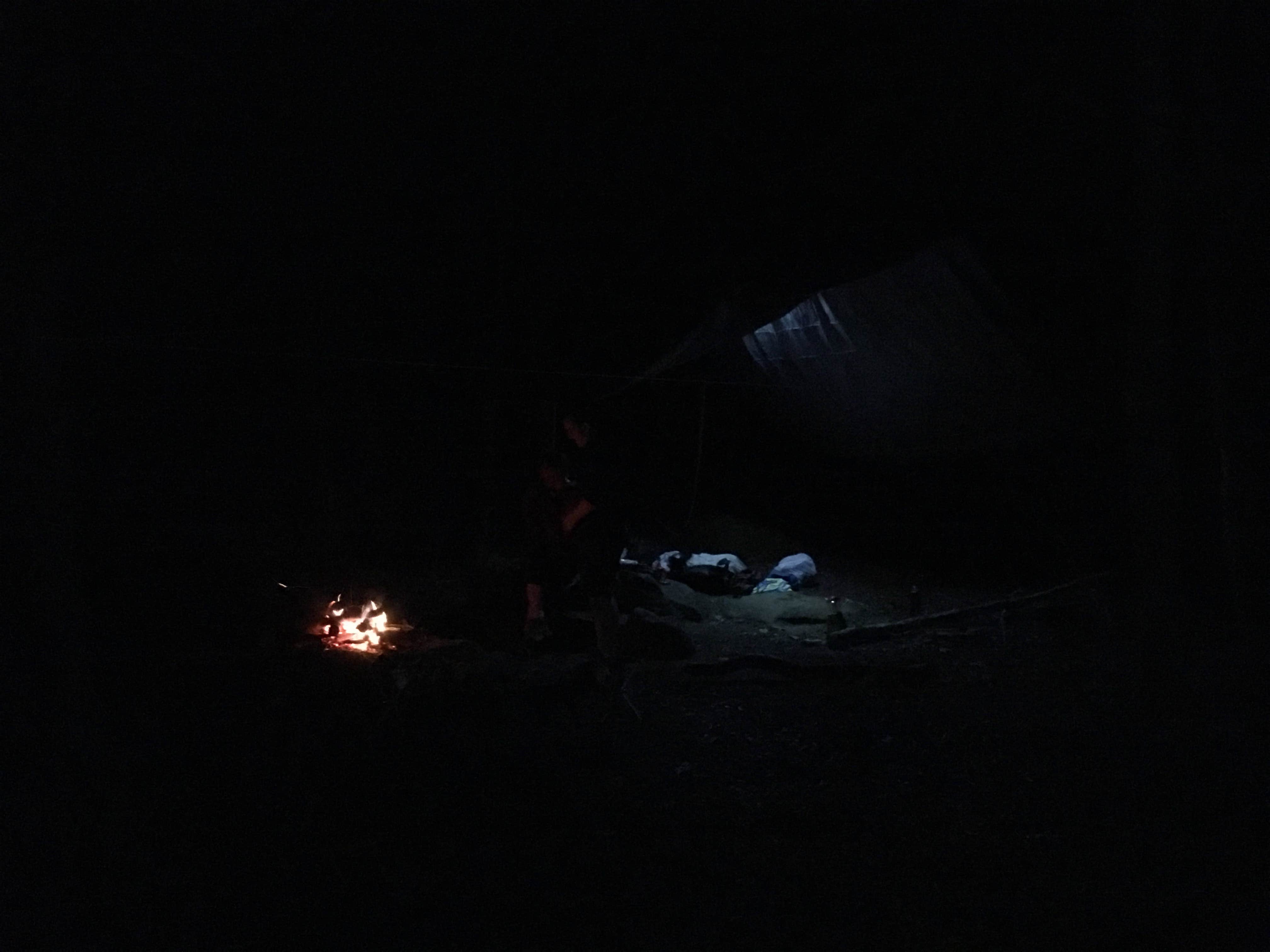 Our campfire and lights let us hang out till late