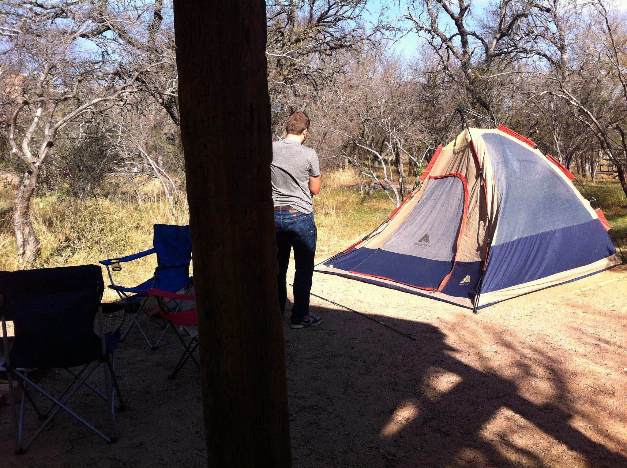 Andrew R.'s photo of tent camping at Moss Lake Area — Enchanted Rock State Natural Area near Buchanan Dam, TX