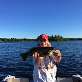My mom with a pretty good smallmouth bass