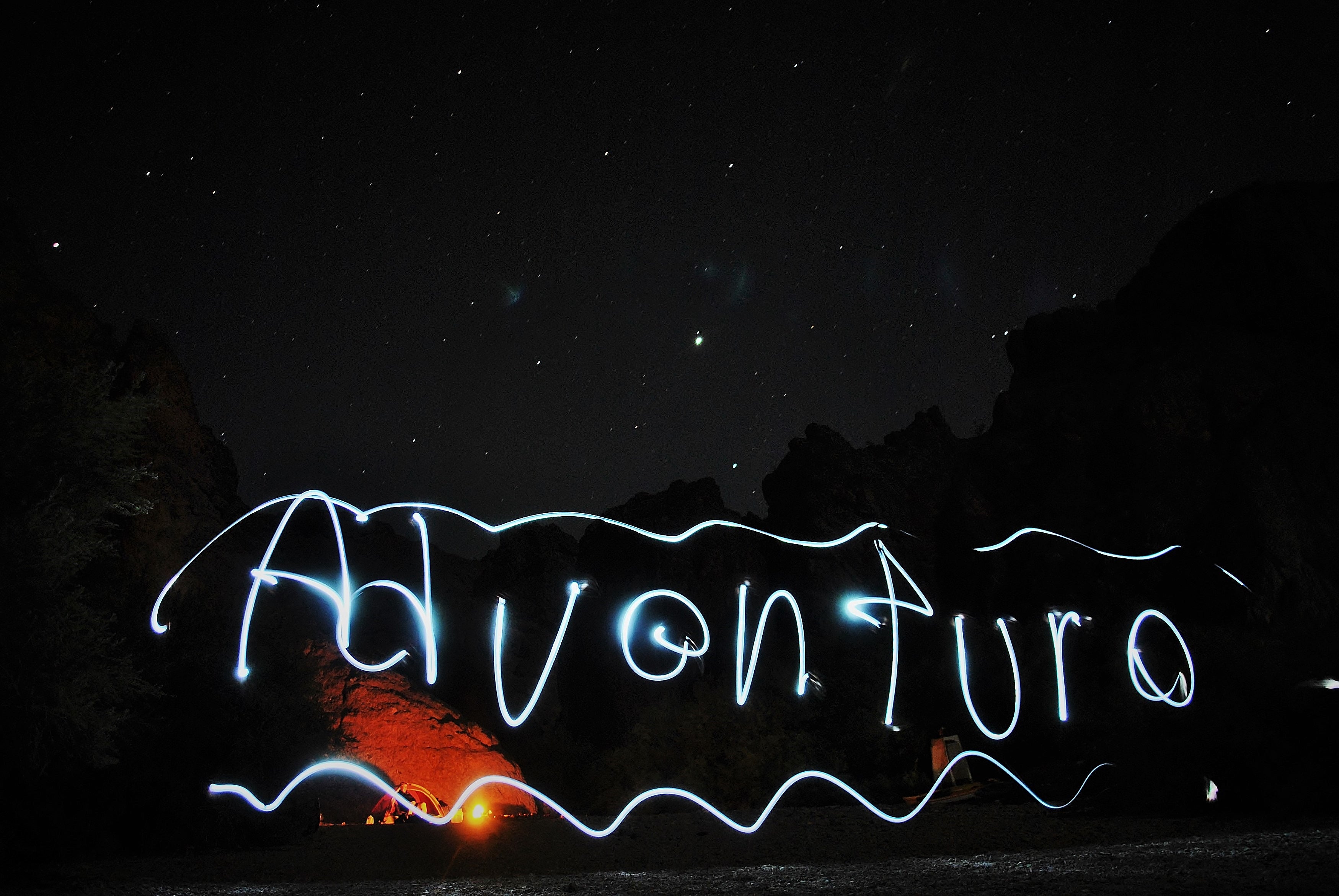 Light painting from the beach