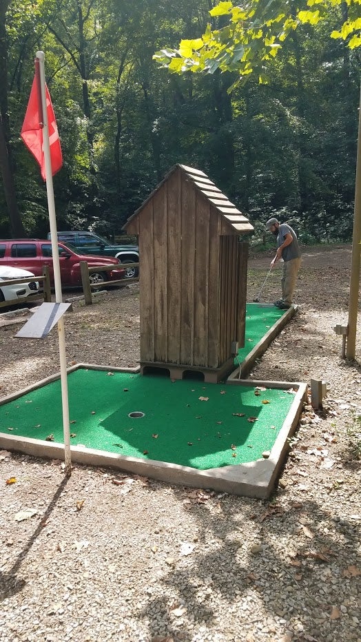Miniature golf could use some maintenance but it works and it's cheap
