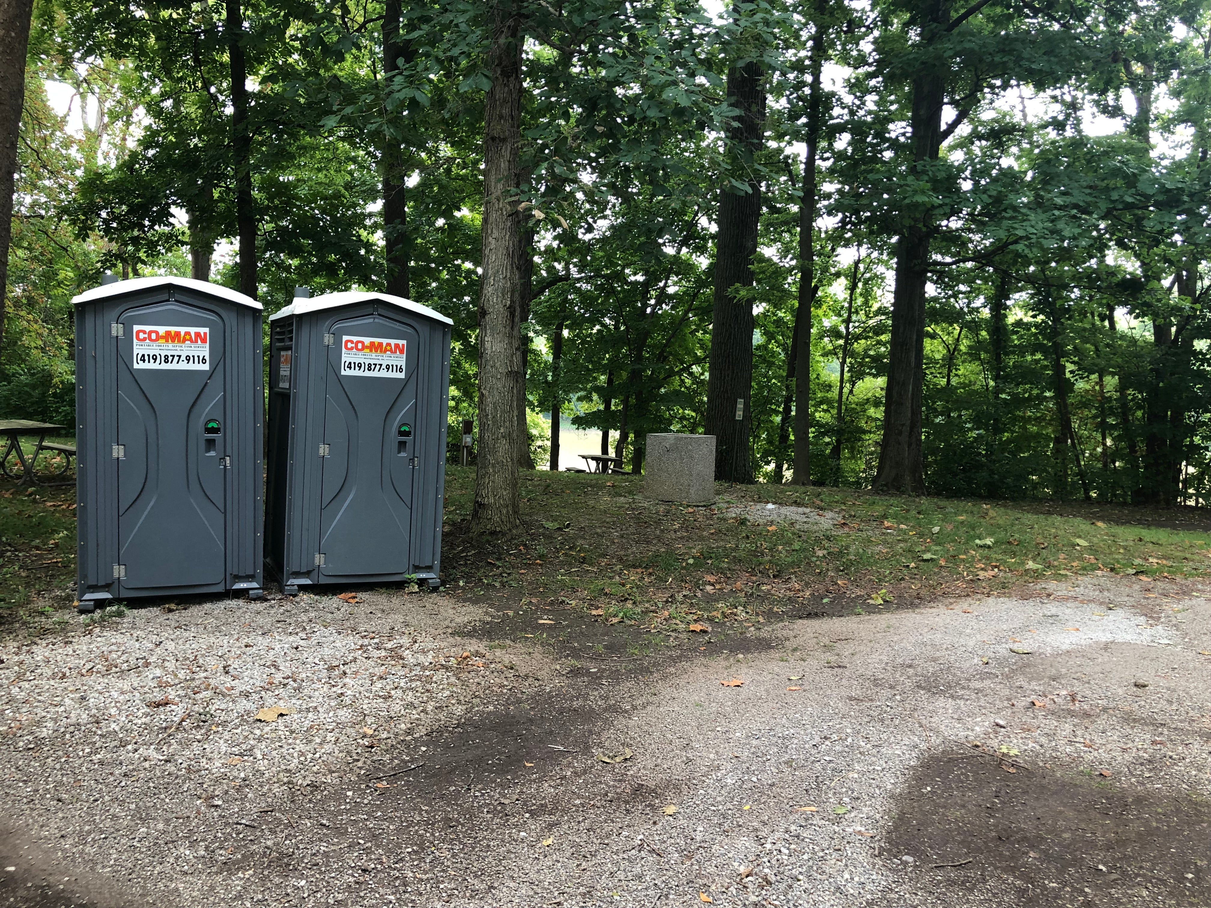 Only porta-potties throughout the park