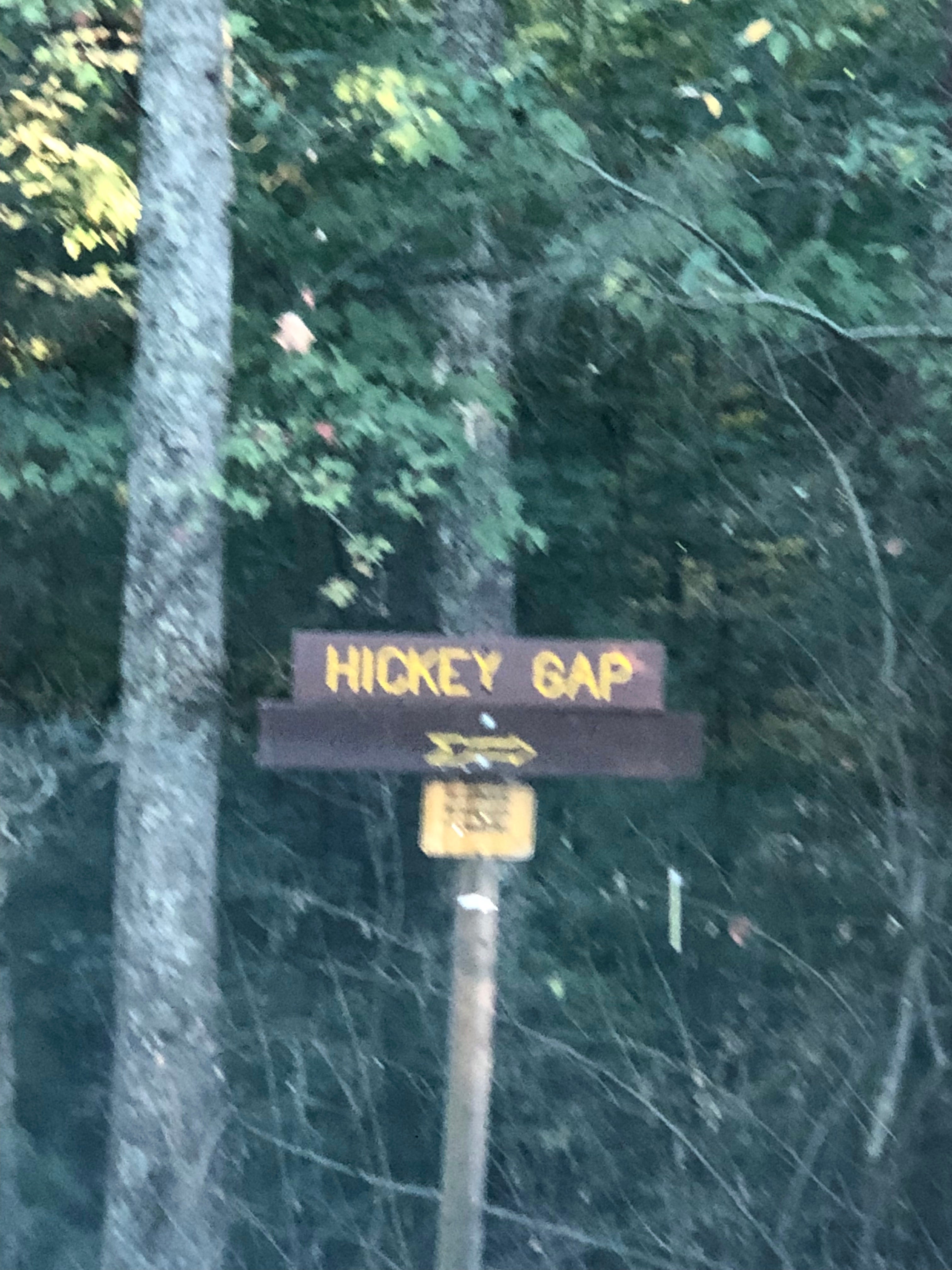 Hickey gap sign at the fork in the road