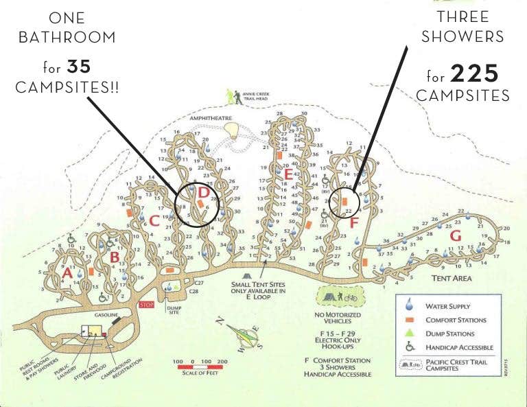 Beware: not enough facilities for a sold out campground.