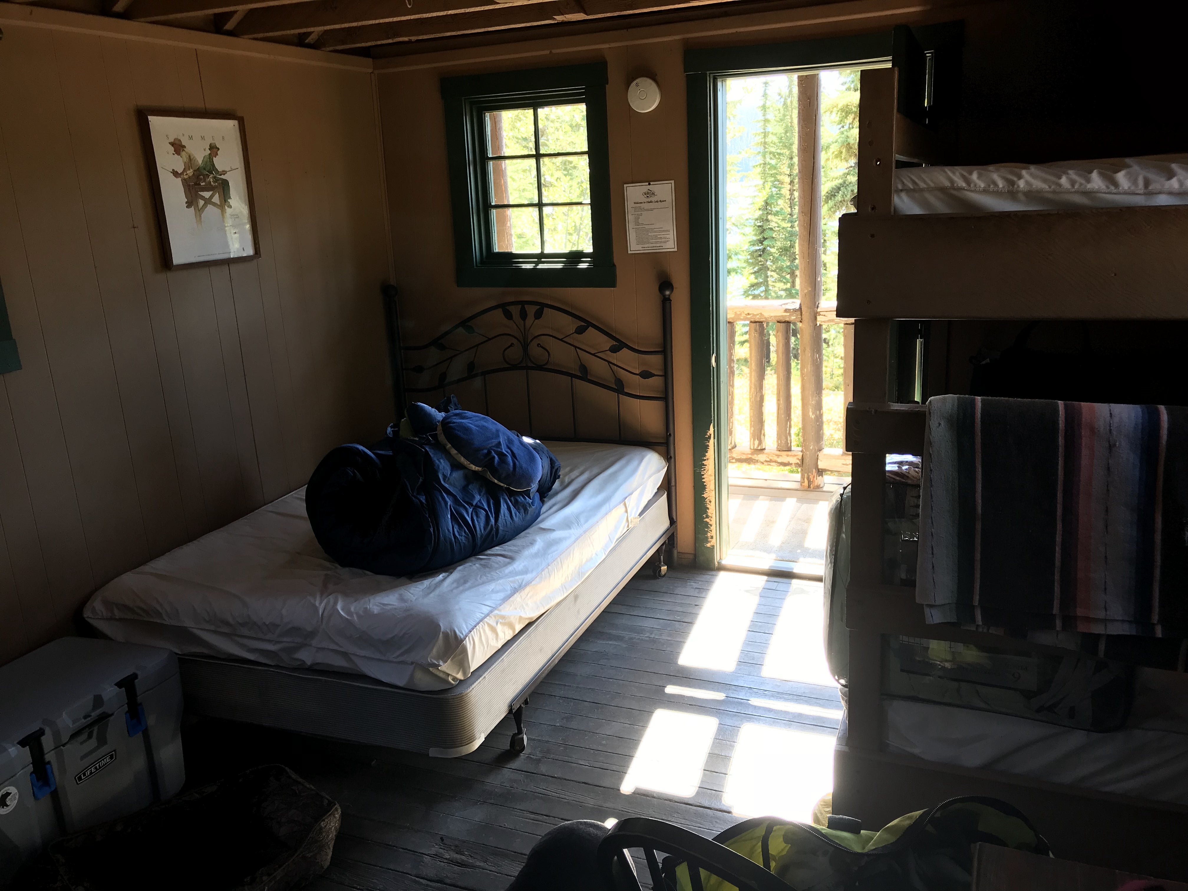 Inside a medium cabin.