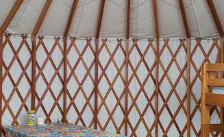 Jean C.'s photo of glamping accommodations at Boston Harbor Islands State Park Campground near Cumberland Hill, RI