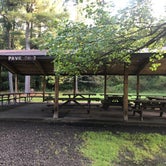One of two picnic pavilions, located across the street from the campground