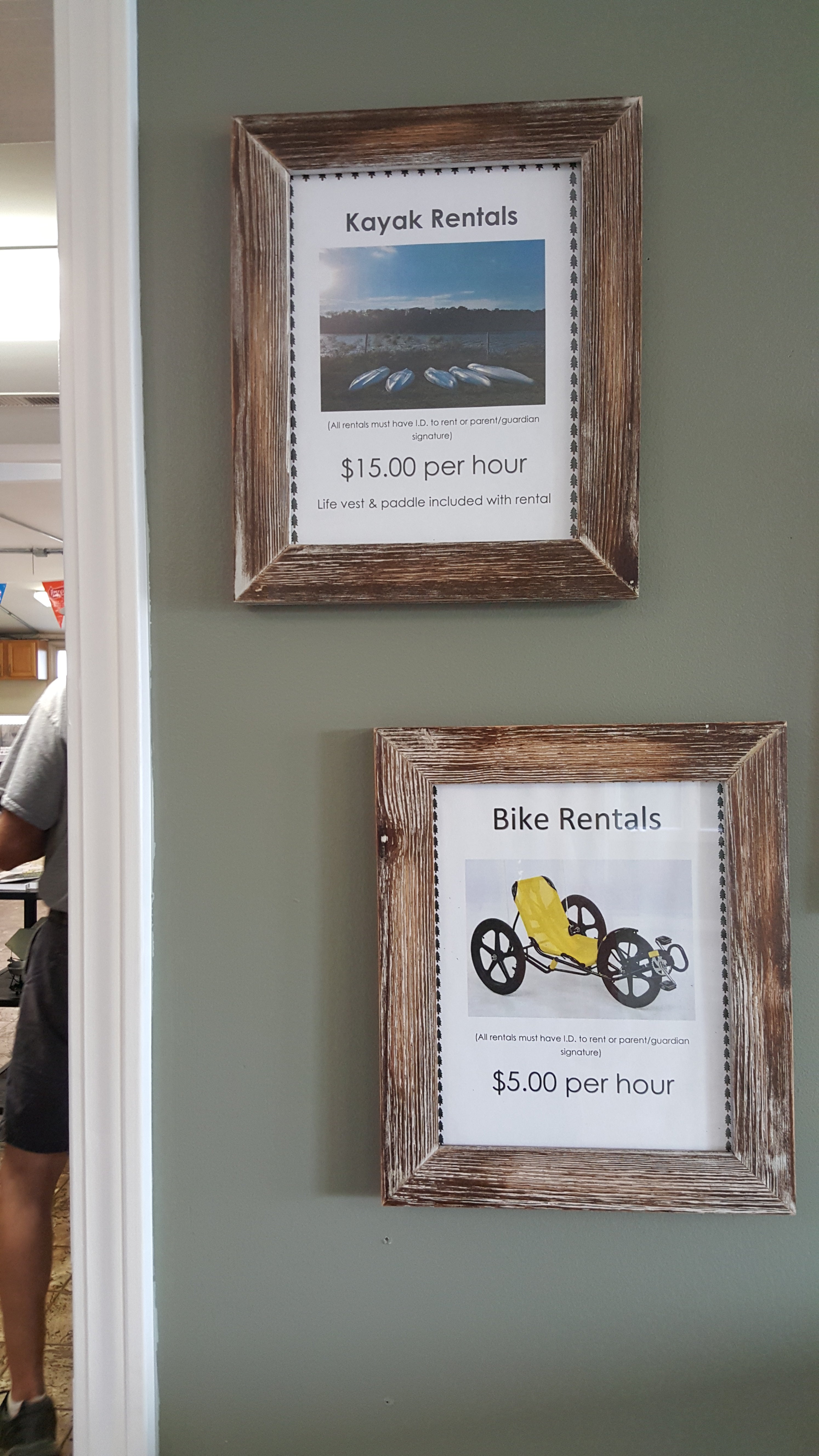 Rent different bikes and various items at the park.