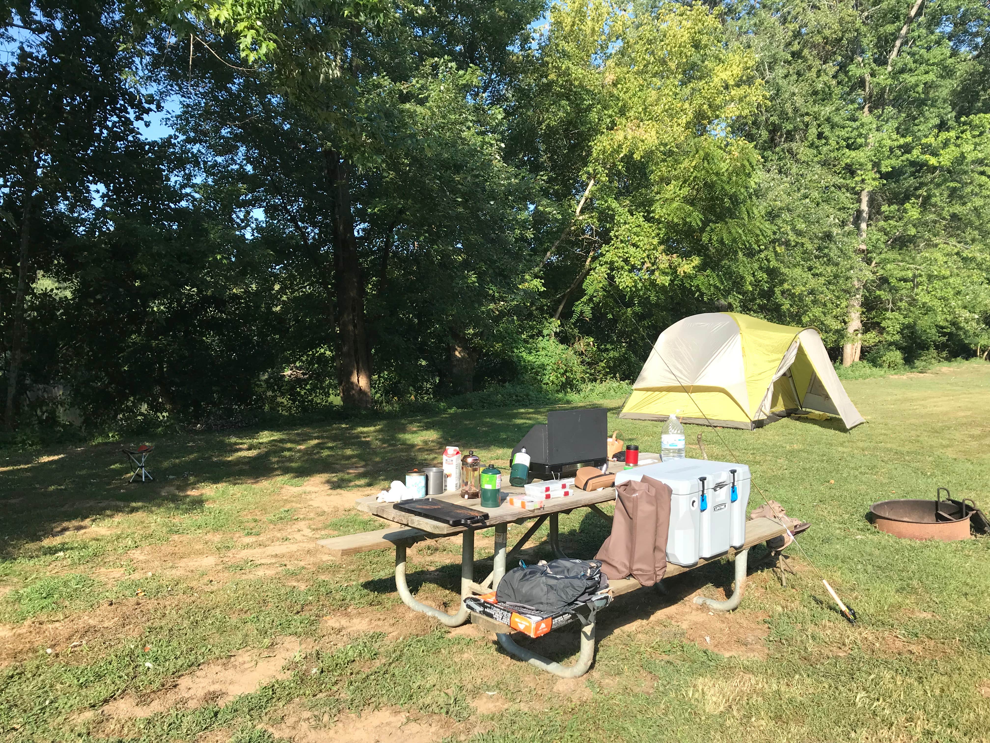 Christina's photo of tent camping at Canoe Landing Group Campsite — James River State Park near Dyke, VA