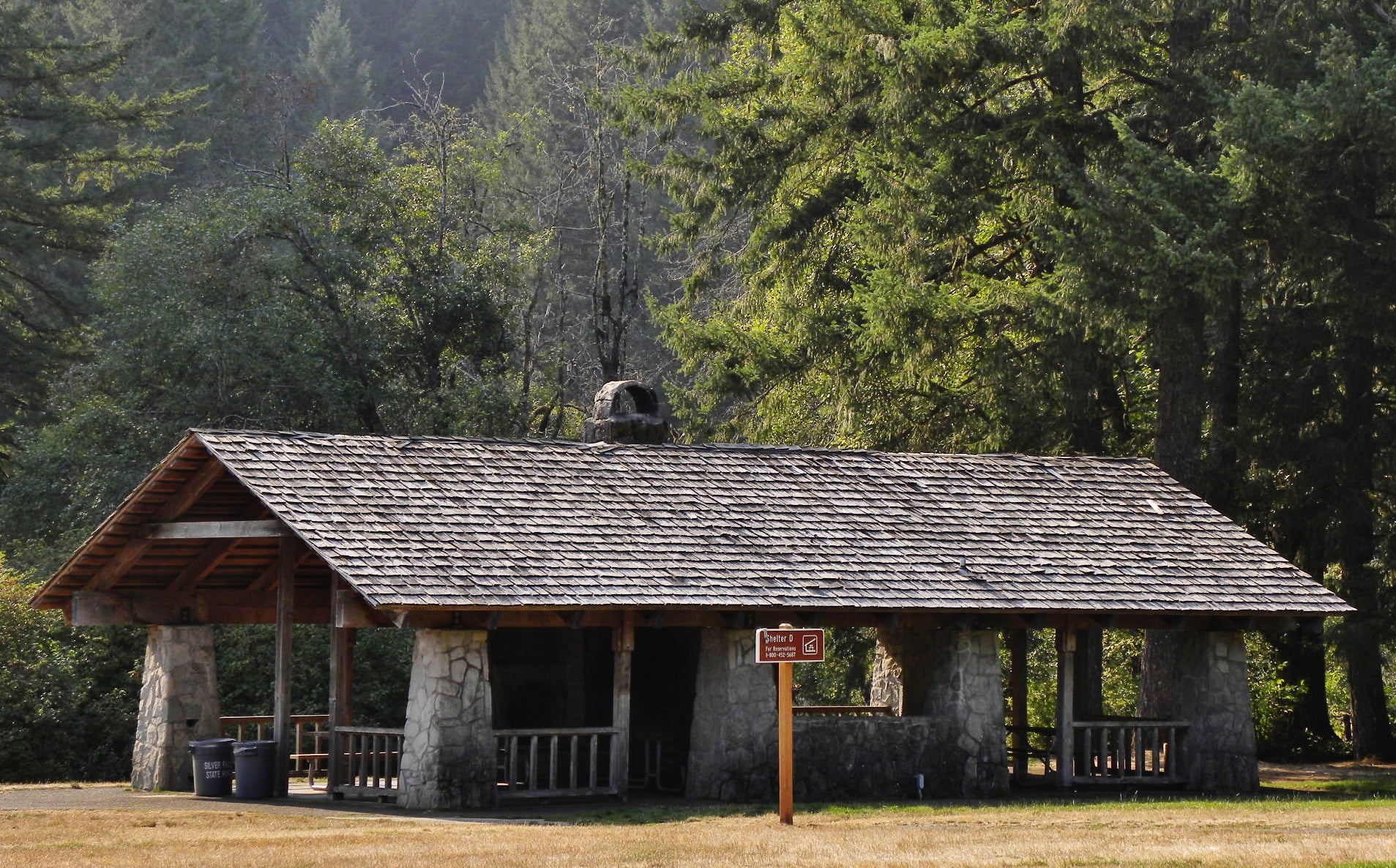 The picnic shelter is close to the trailhead of South Falls.