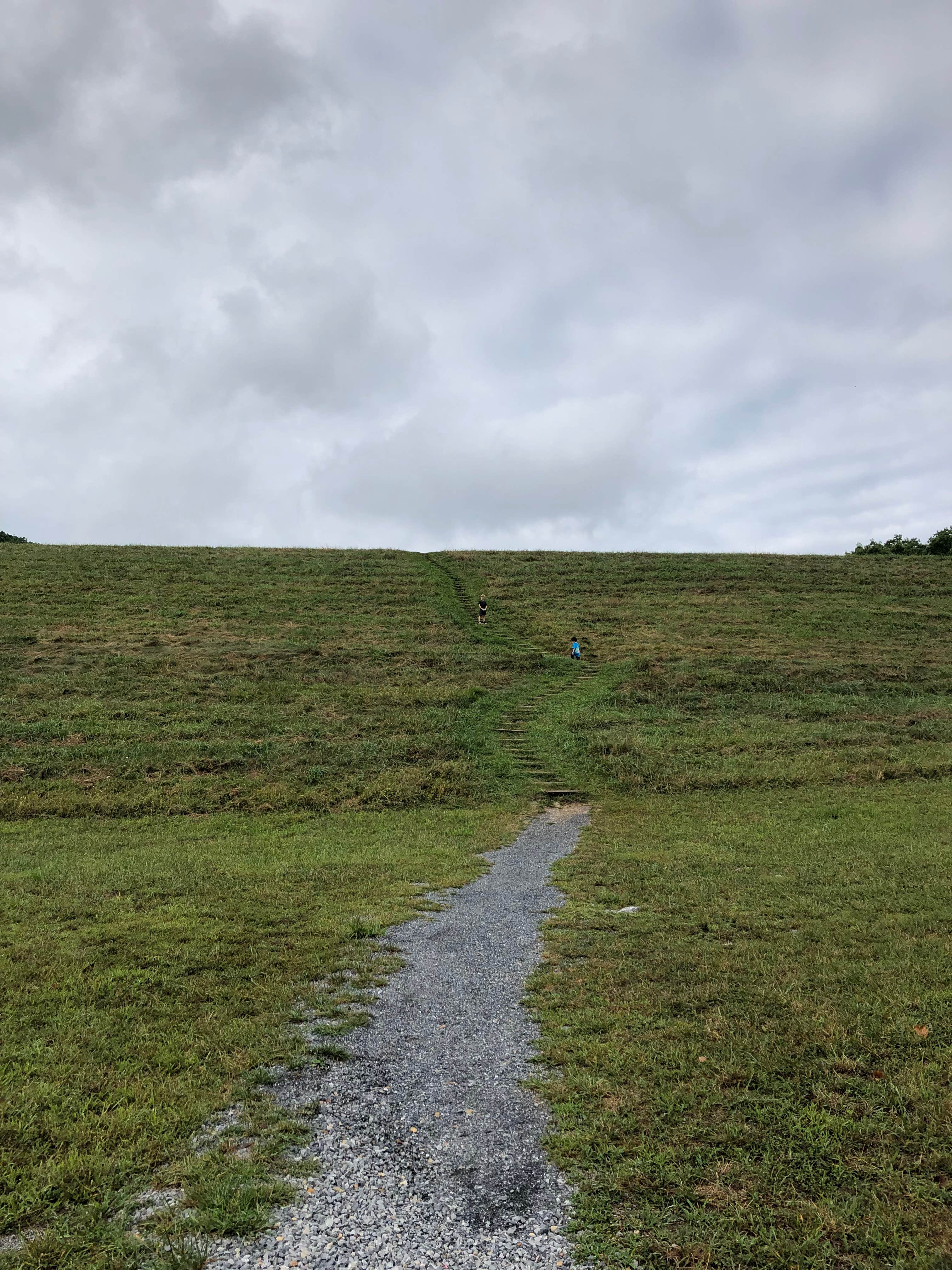 Climb the steps over the dam to get to the Upper Lake