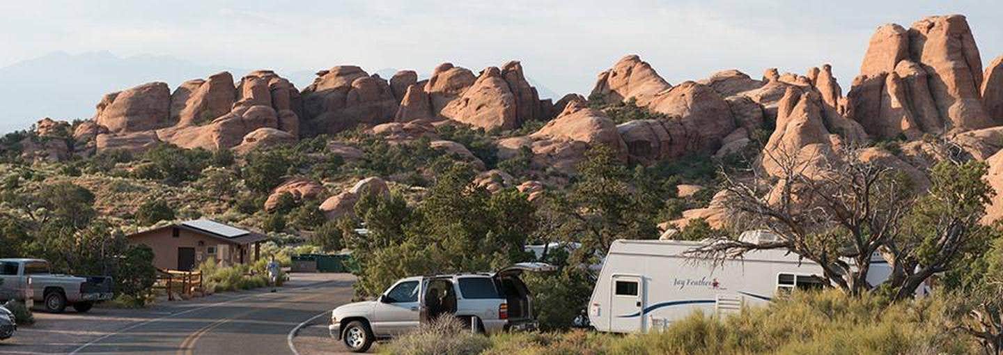 Campground road lined with campsites and boulders in the background



Devils Garden Campground

Credit: NPS Photo