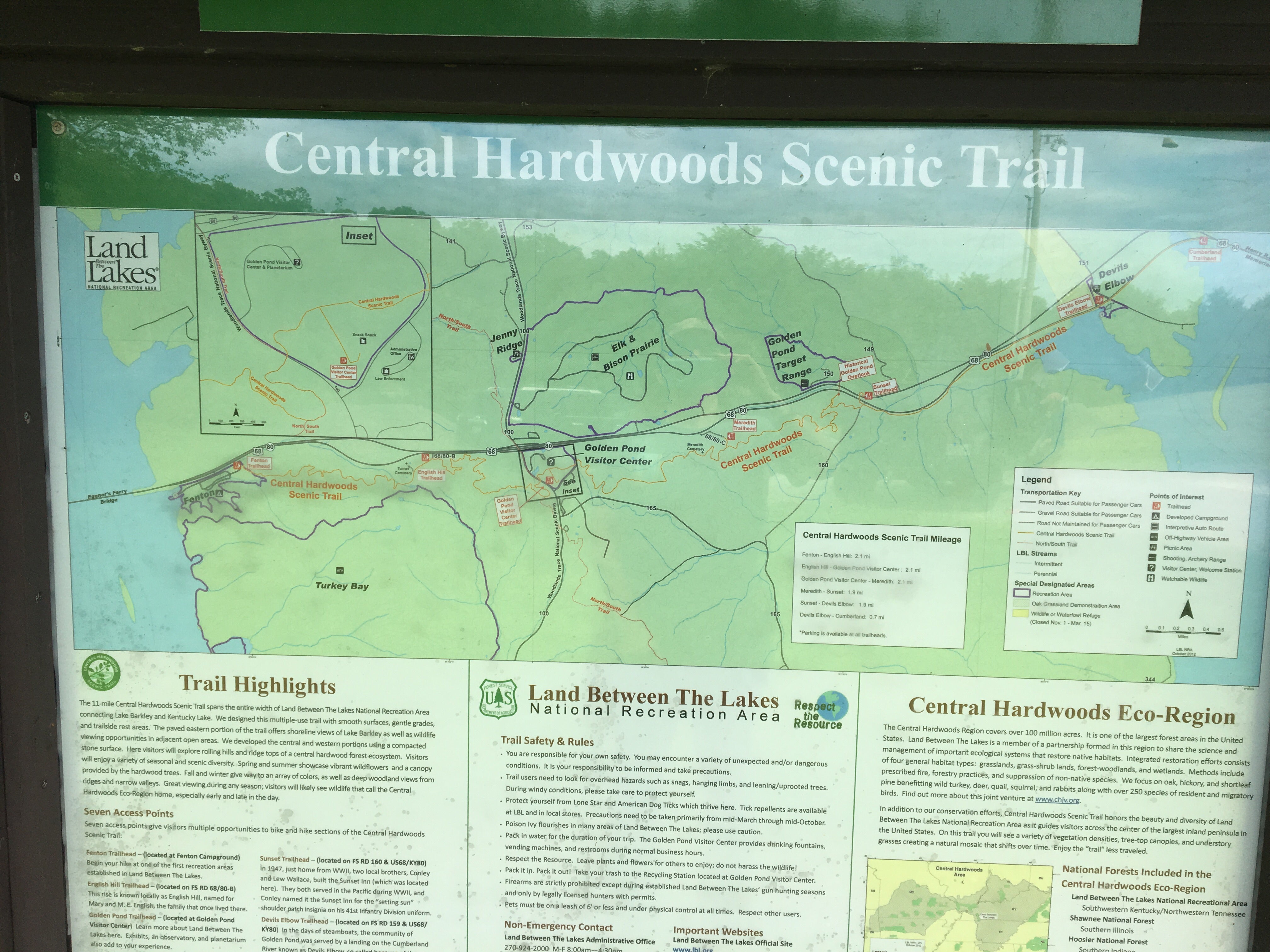 A map of the area, trail and other areas