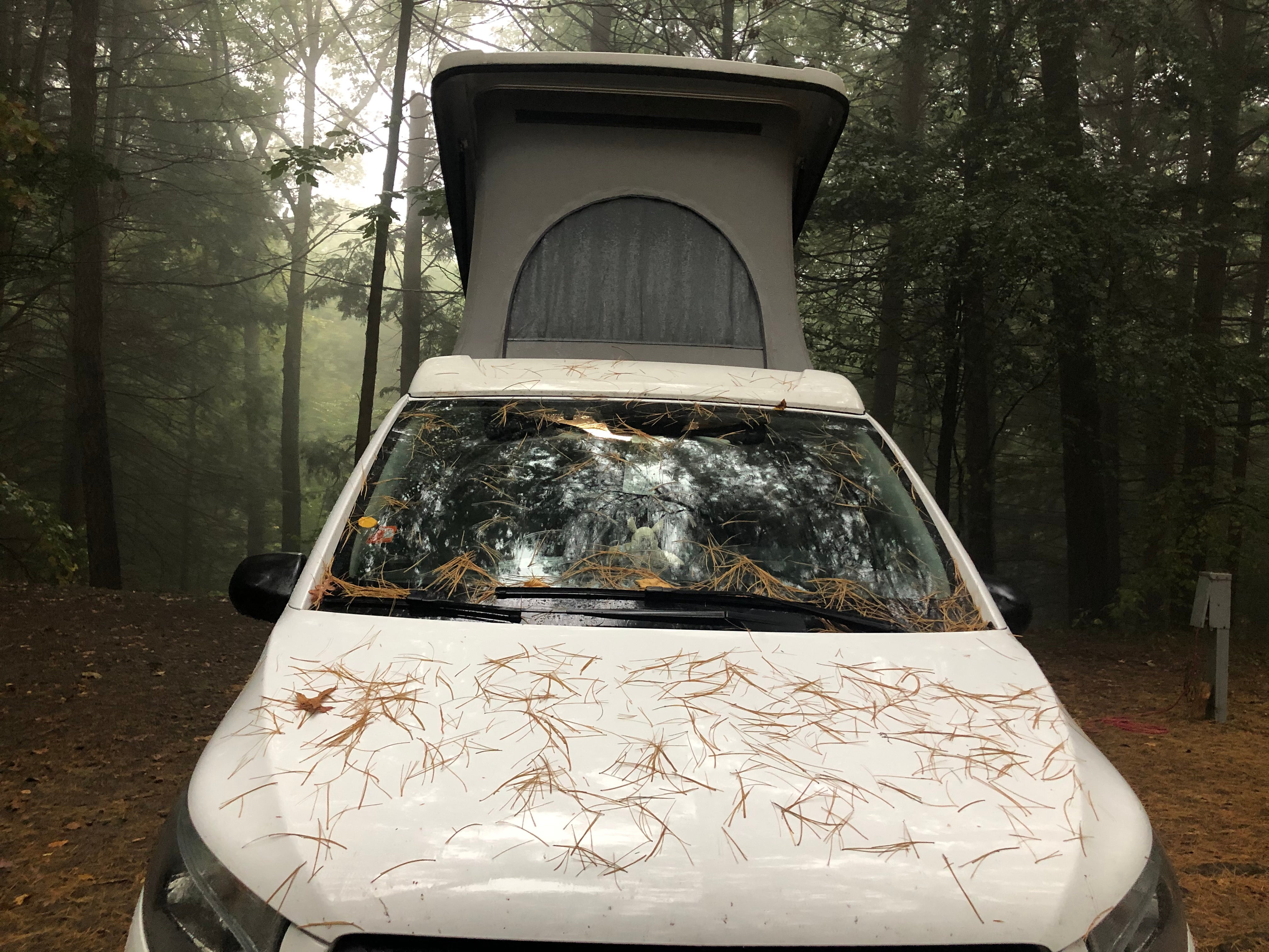 Our van after a night of rain!