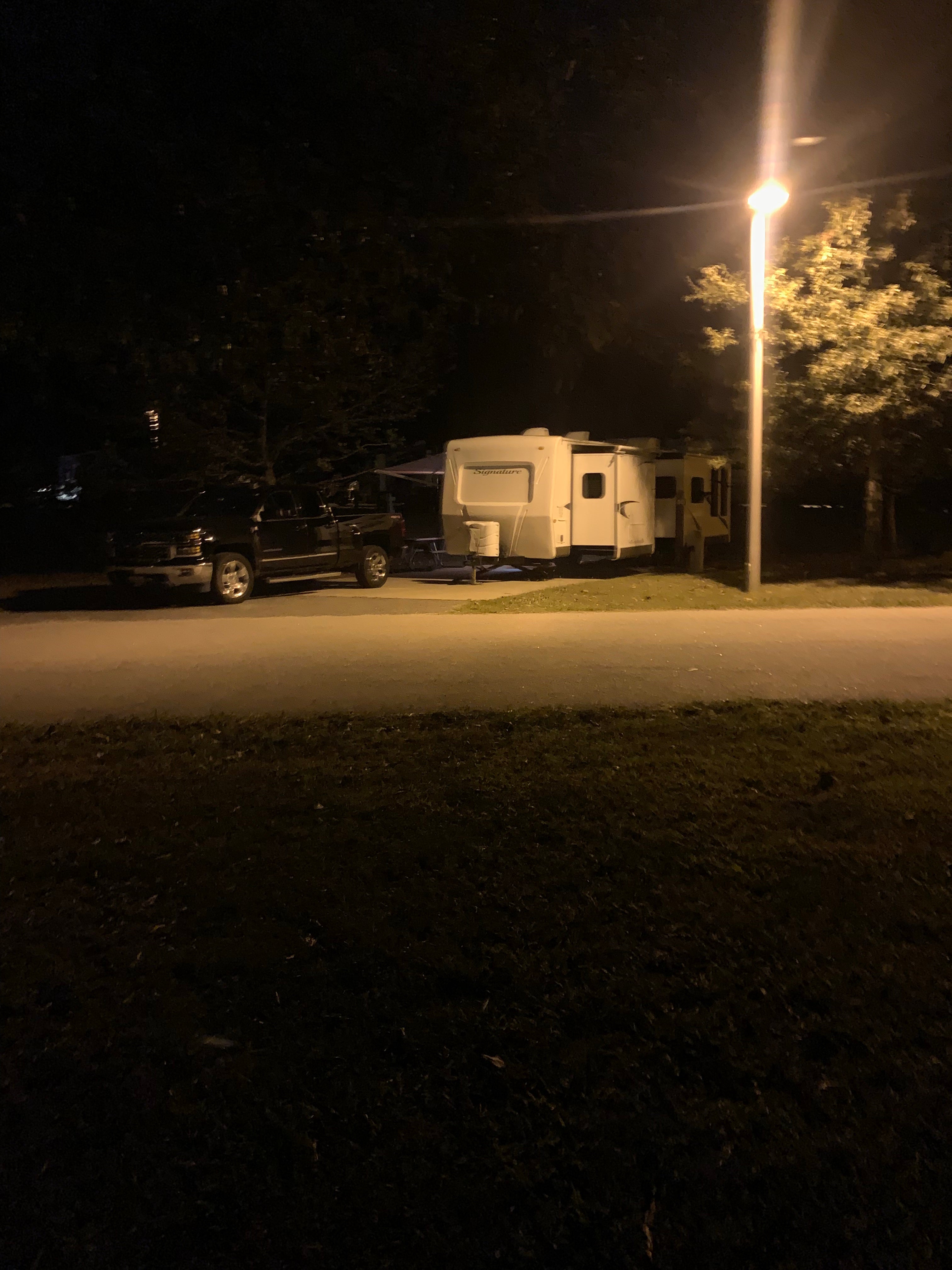 We were camping in between another travel trailer and an RV. You can’t see either of them in the picture, that’s how big the sites are!