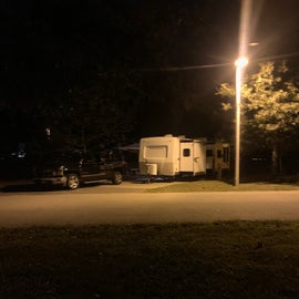 We were camping in between another travel trailer and an RV. You can’t see either of them in the picture, that’s how big the sites are!