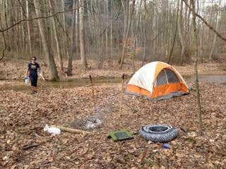 That's right, one of us brought an inflatable tube as a camp chair.