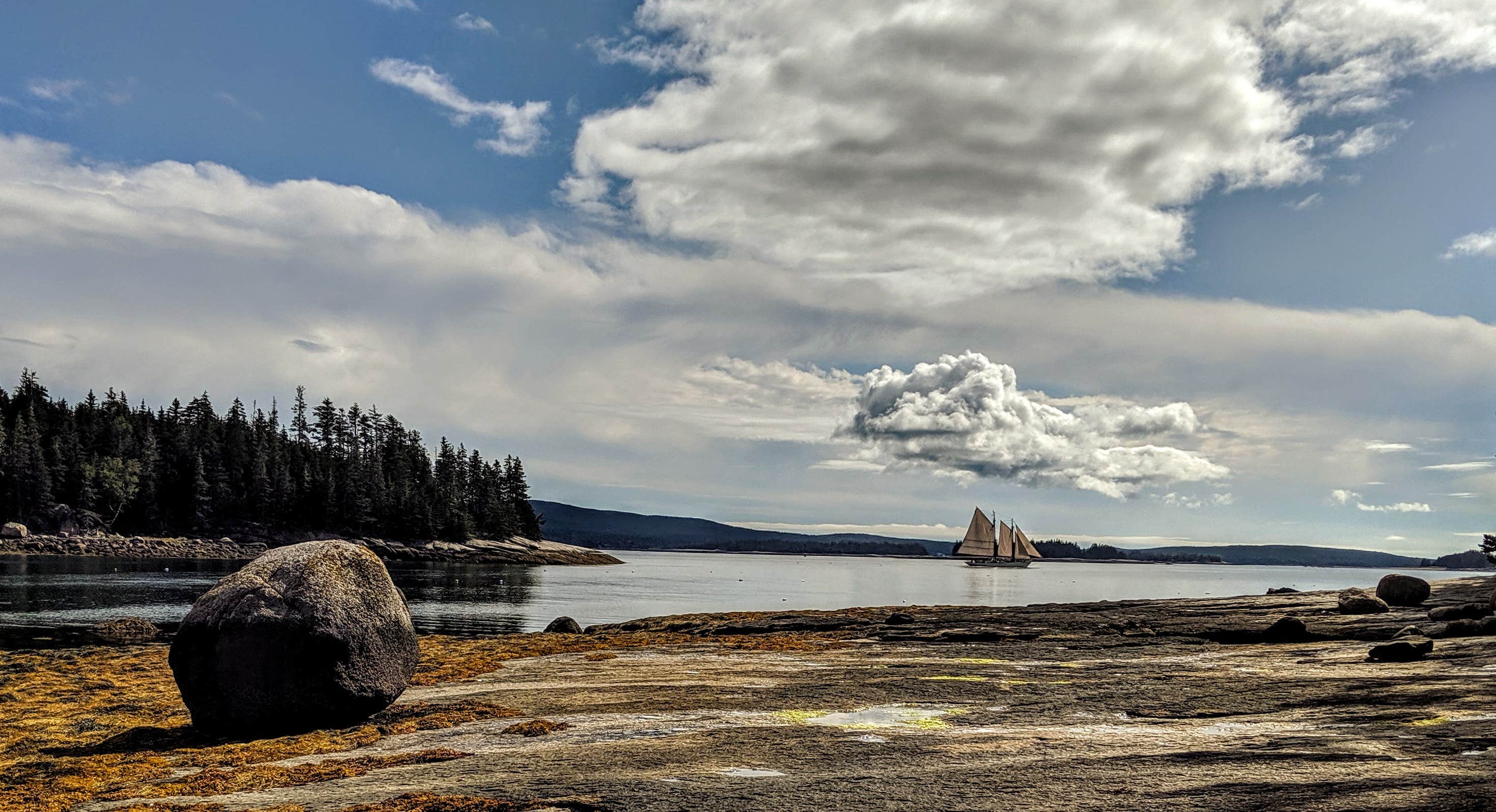 Our lunch break, earlier in the day, taken from Round Island.