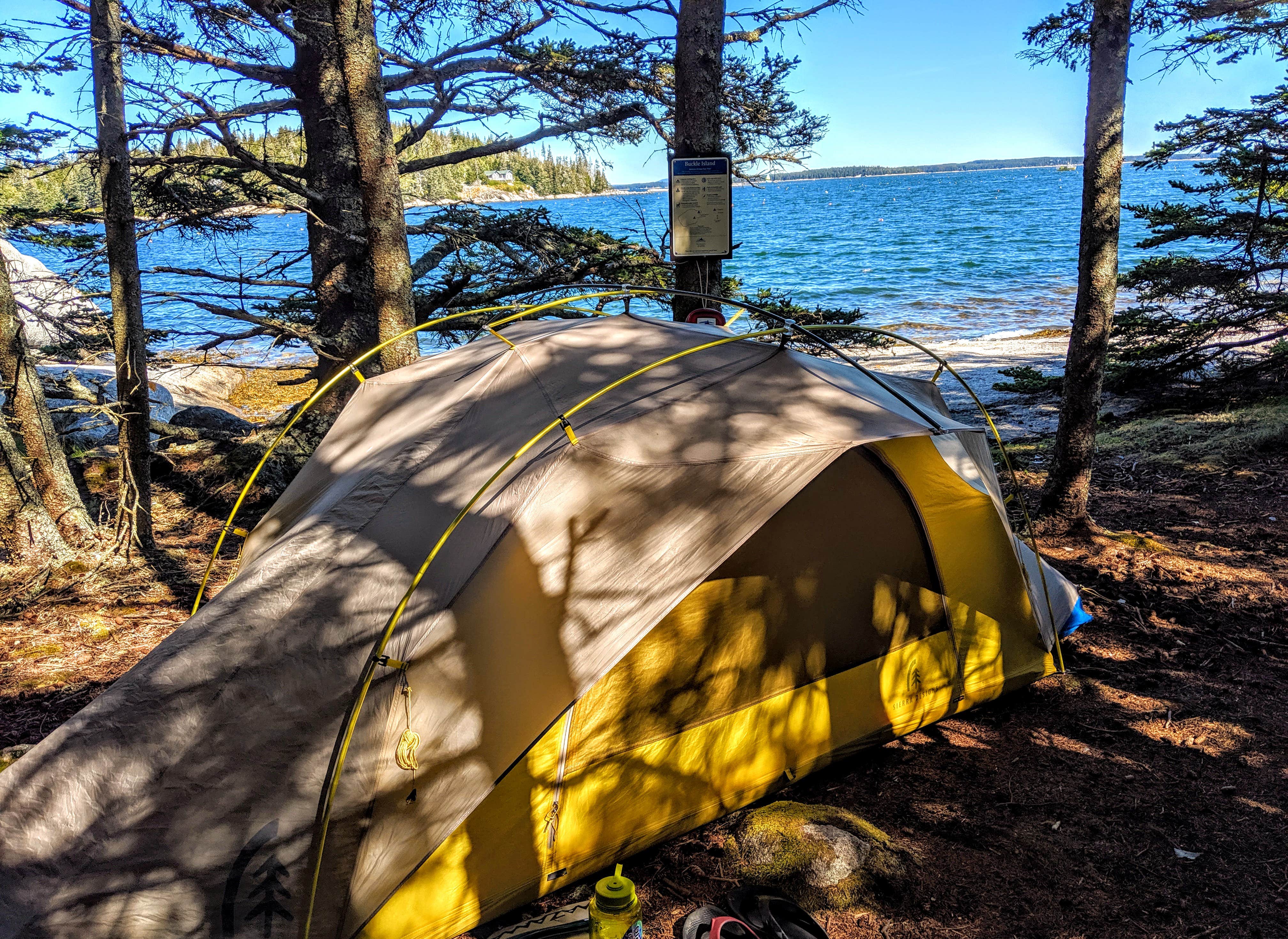 The tent site by the water is perfect for 1 tent.