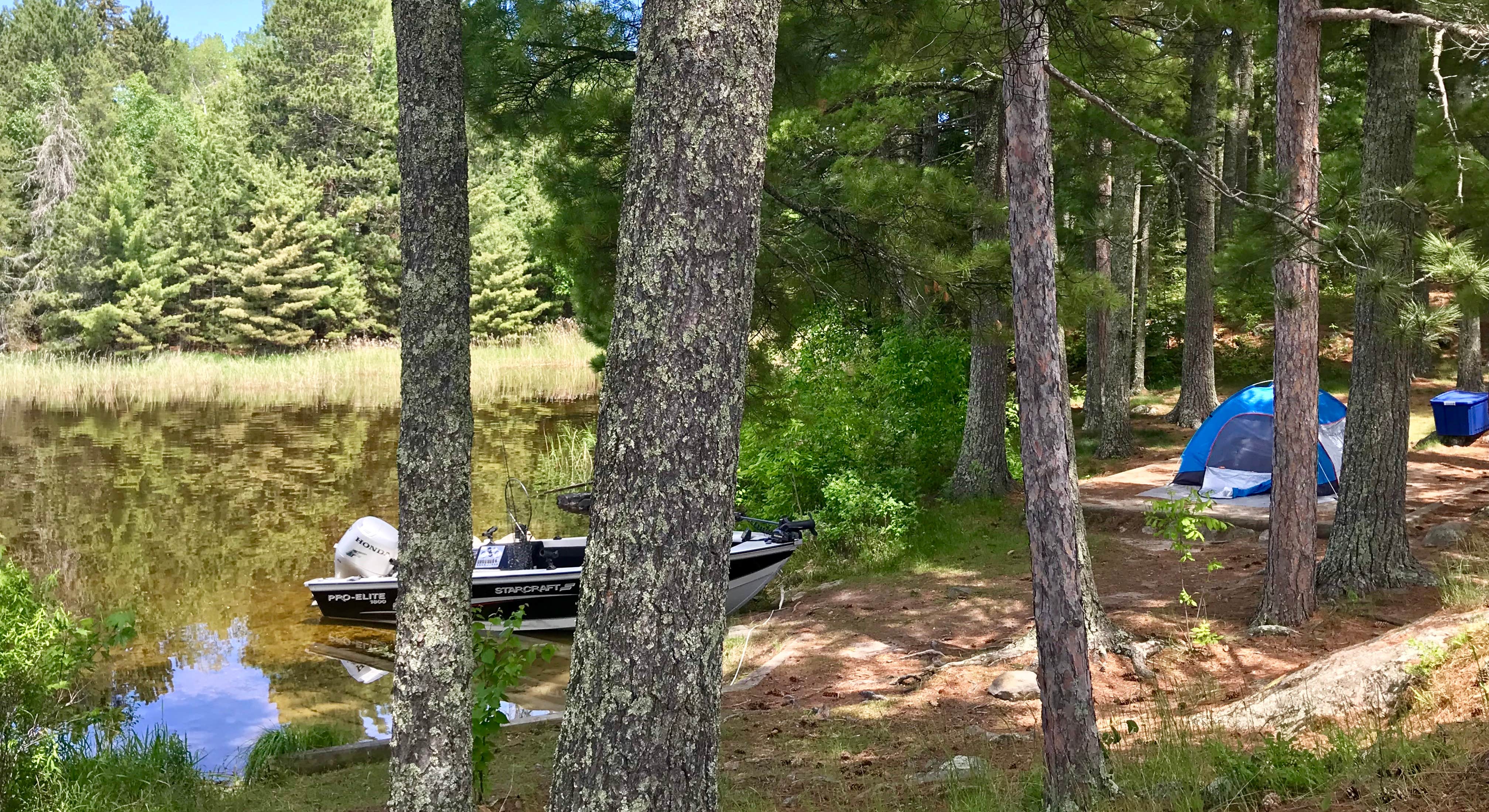 Tent camping by the lake at Voyageurs National Park Backcountry Campsite
