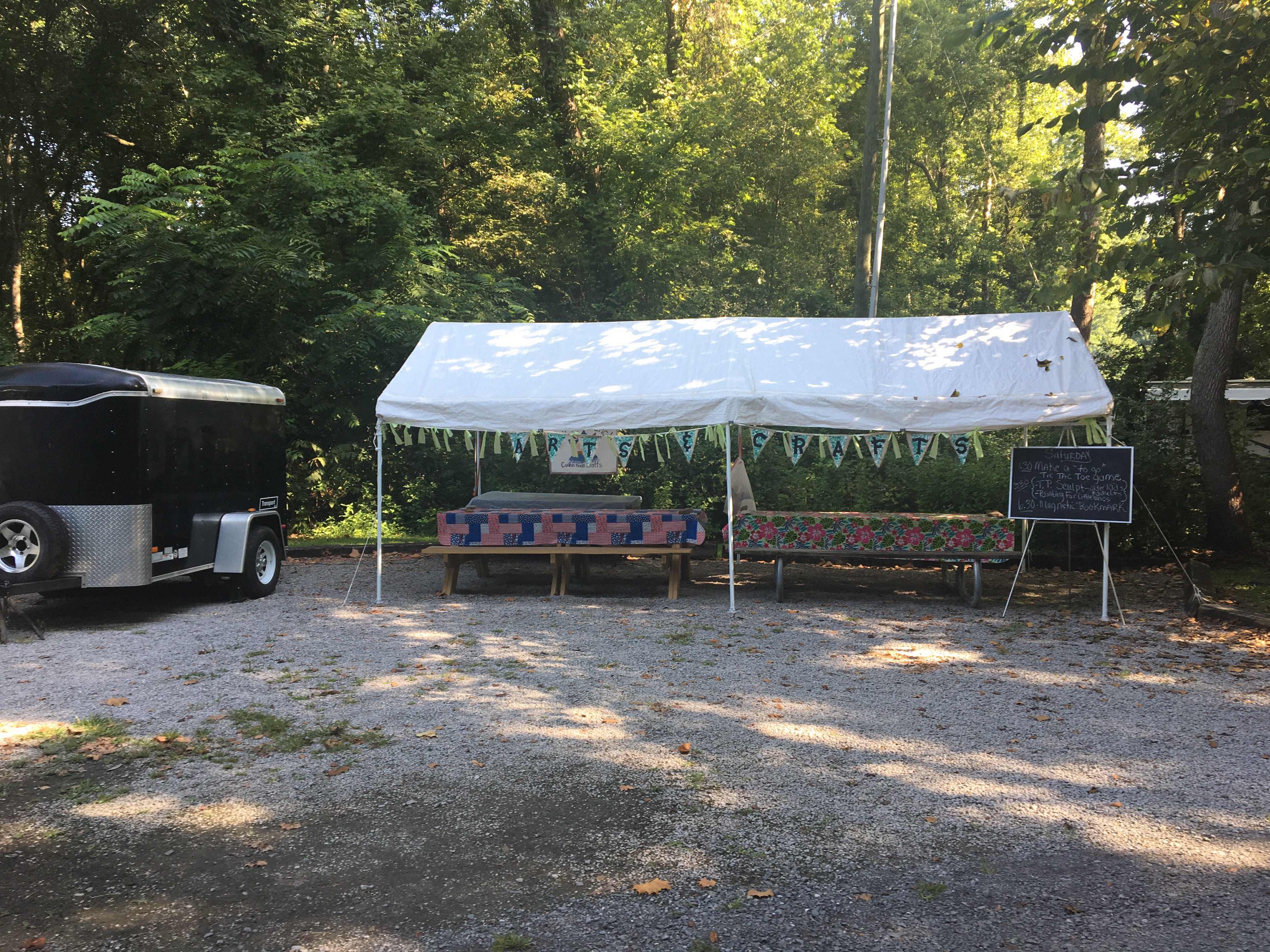A craft area set up within the A/B loop campground 