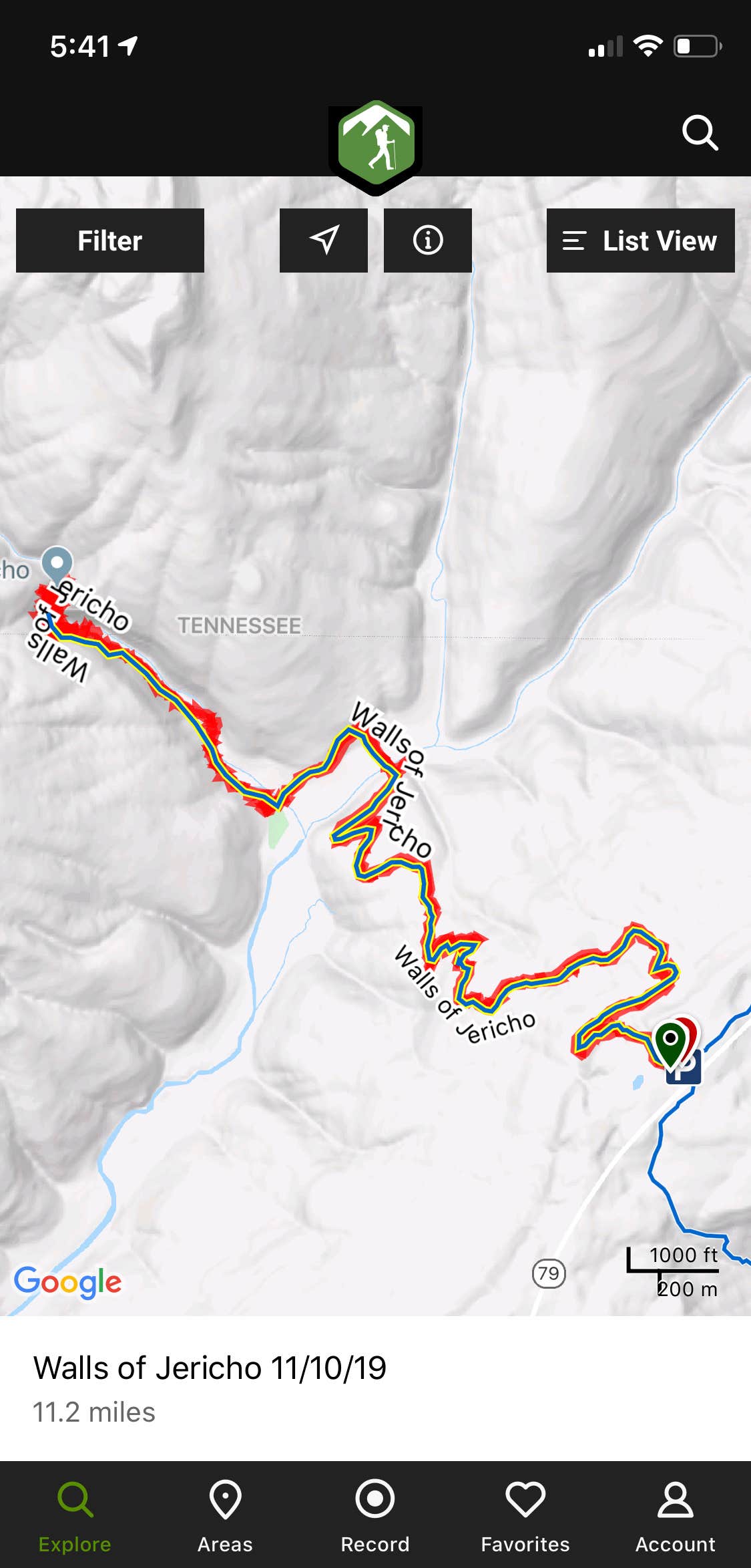 Camper-submitted photo at Walls of Jericho - Hurricane Creek Backcountry Campsite near Normal, AL