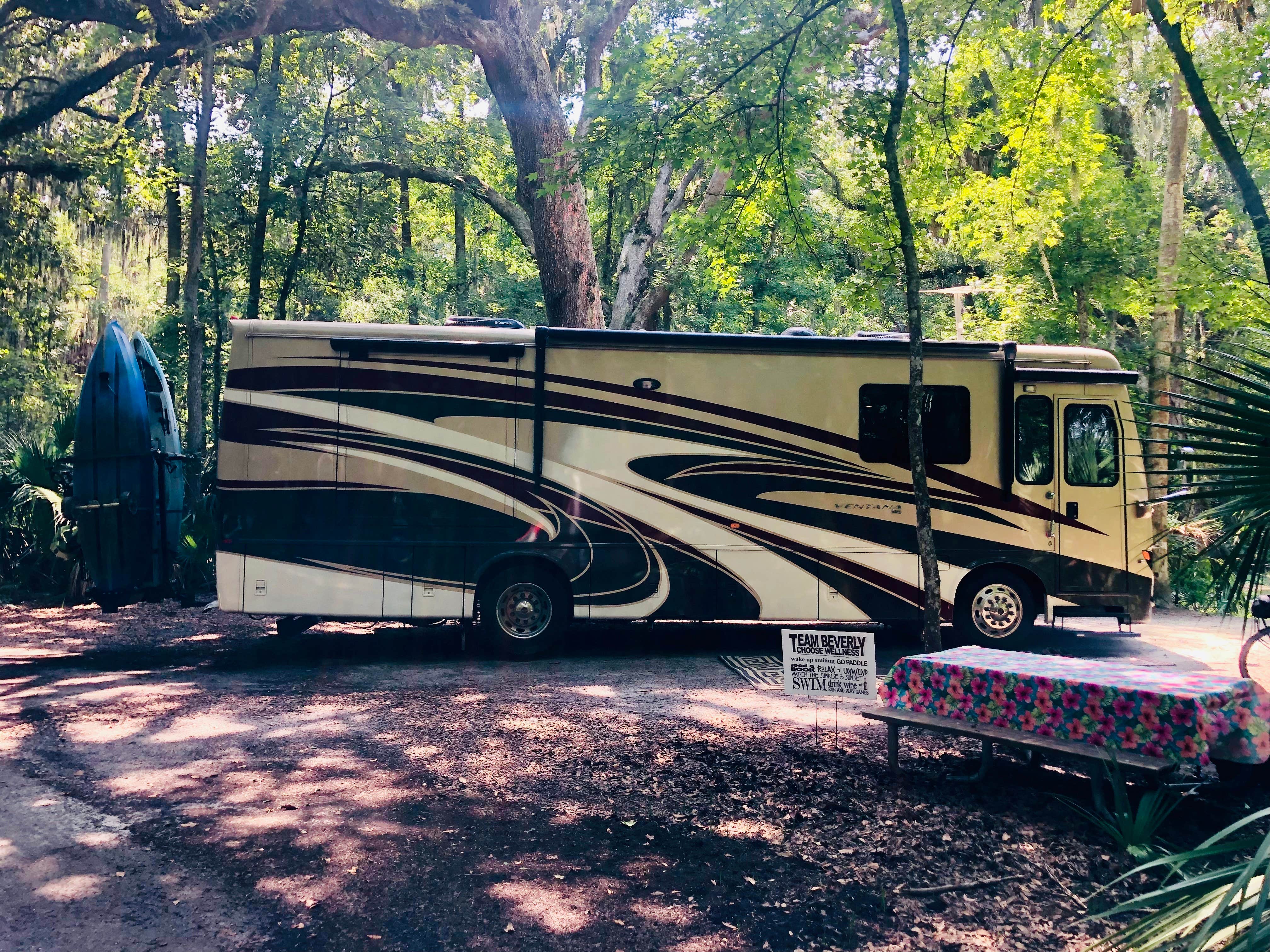 Pull thru sites will fit larger rigs