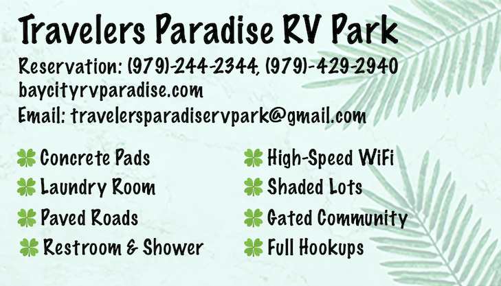 Camping near Gorda River Lot: Travelers Paradise RV Park, Bay City, Texas