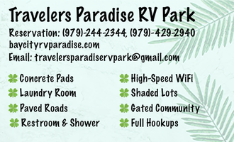 Camping near Matagorda Bay Nature and RV Park: Travelers Paradise RV Park, Bay City, Texas