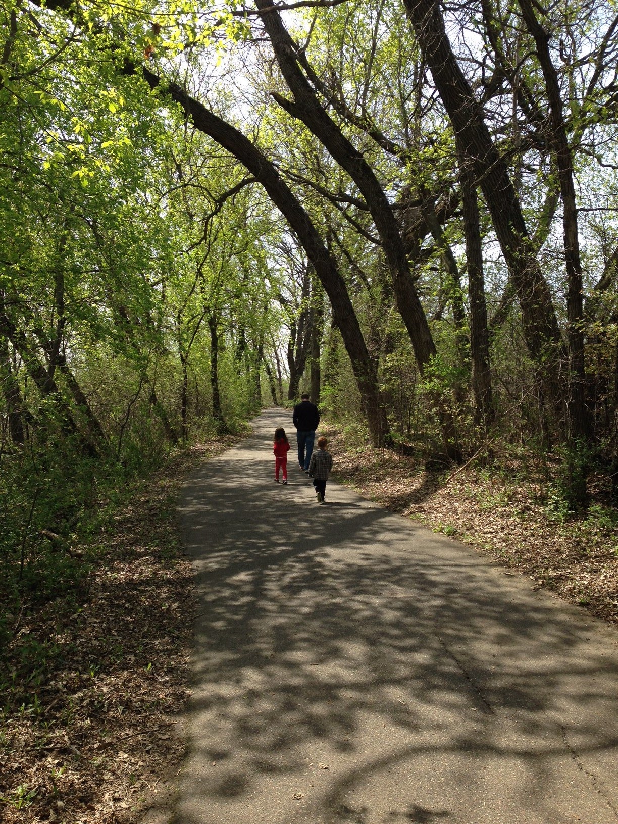 paved trails surround the park, including this one by the lake