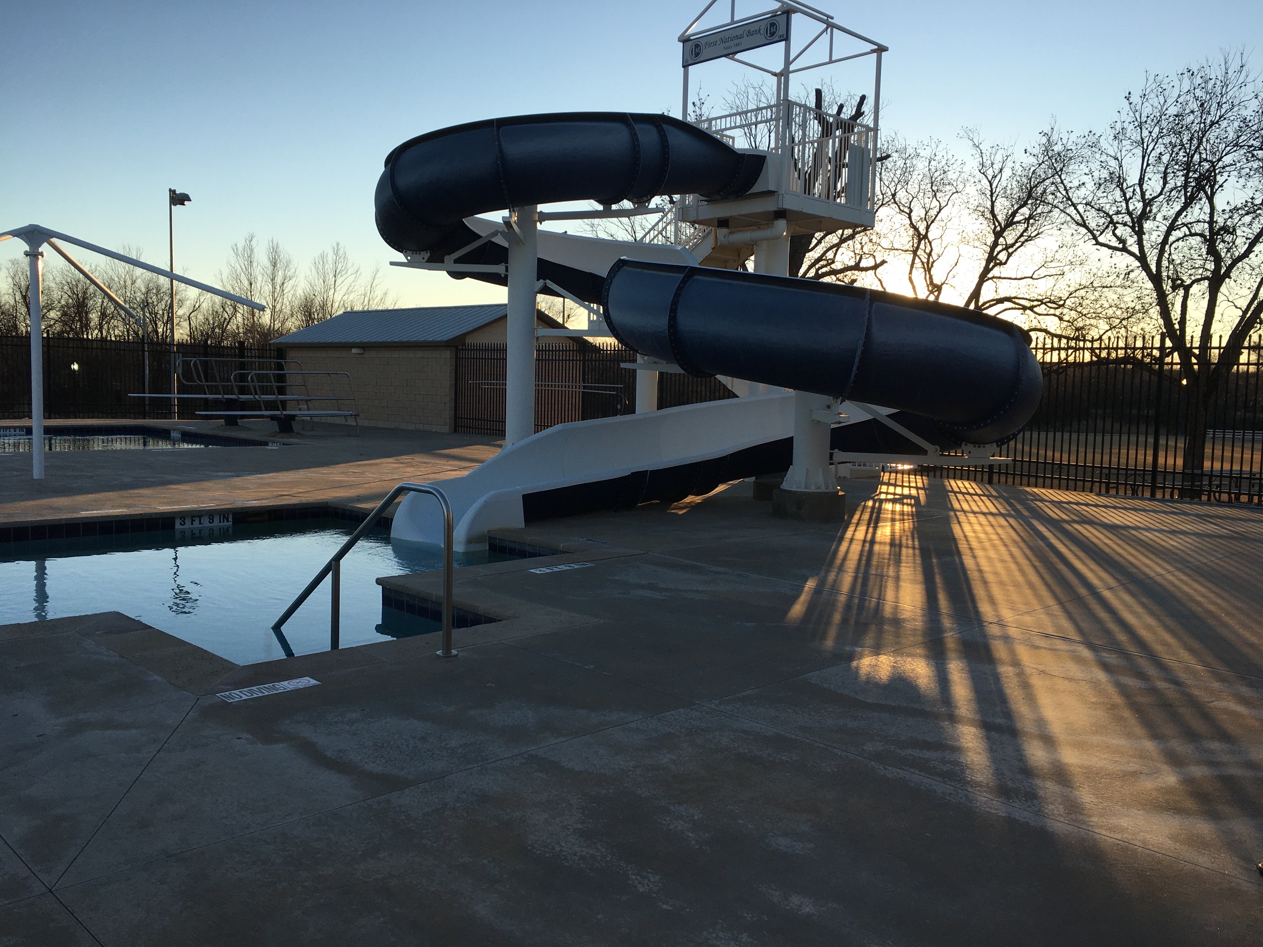 Only a block away is our town’s awesome Webb Park, which includes this popular city pool!