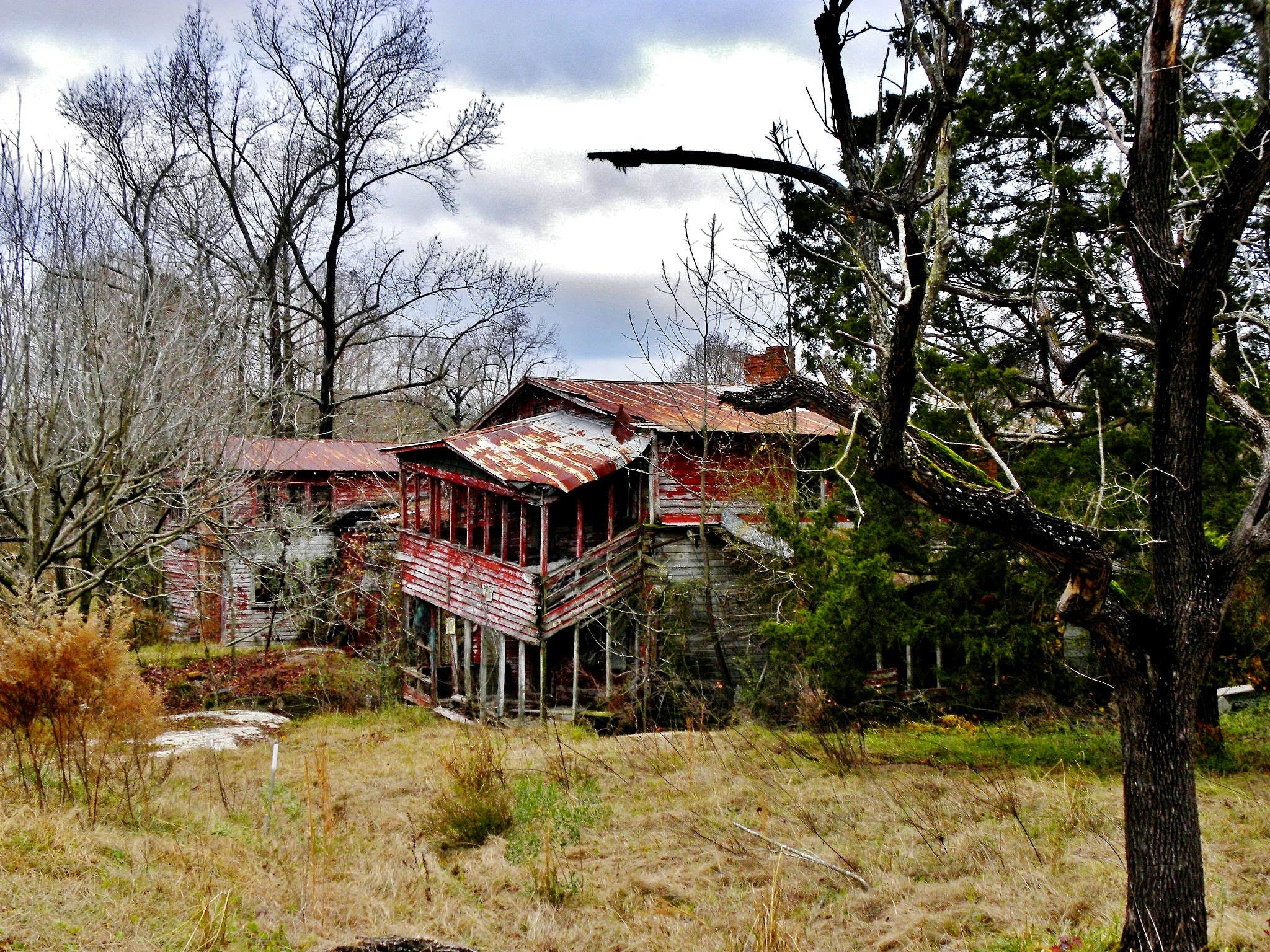This is part of the campground, and it was a beautiful old building, but it has seen its better days.
