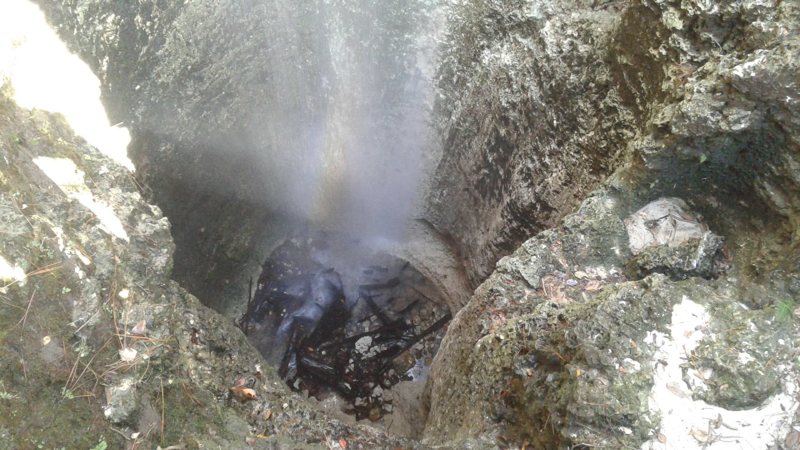 Looking down into sinkhole