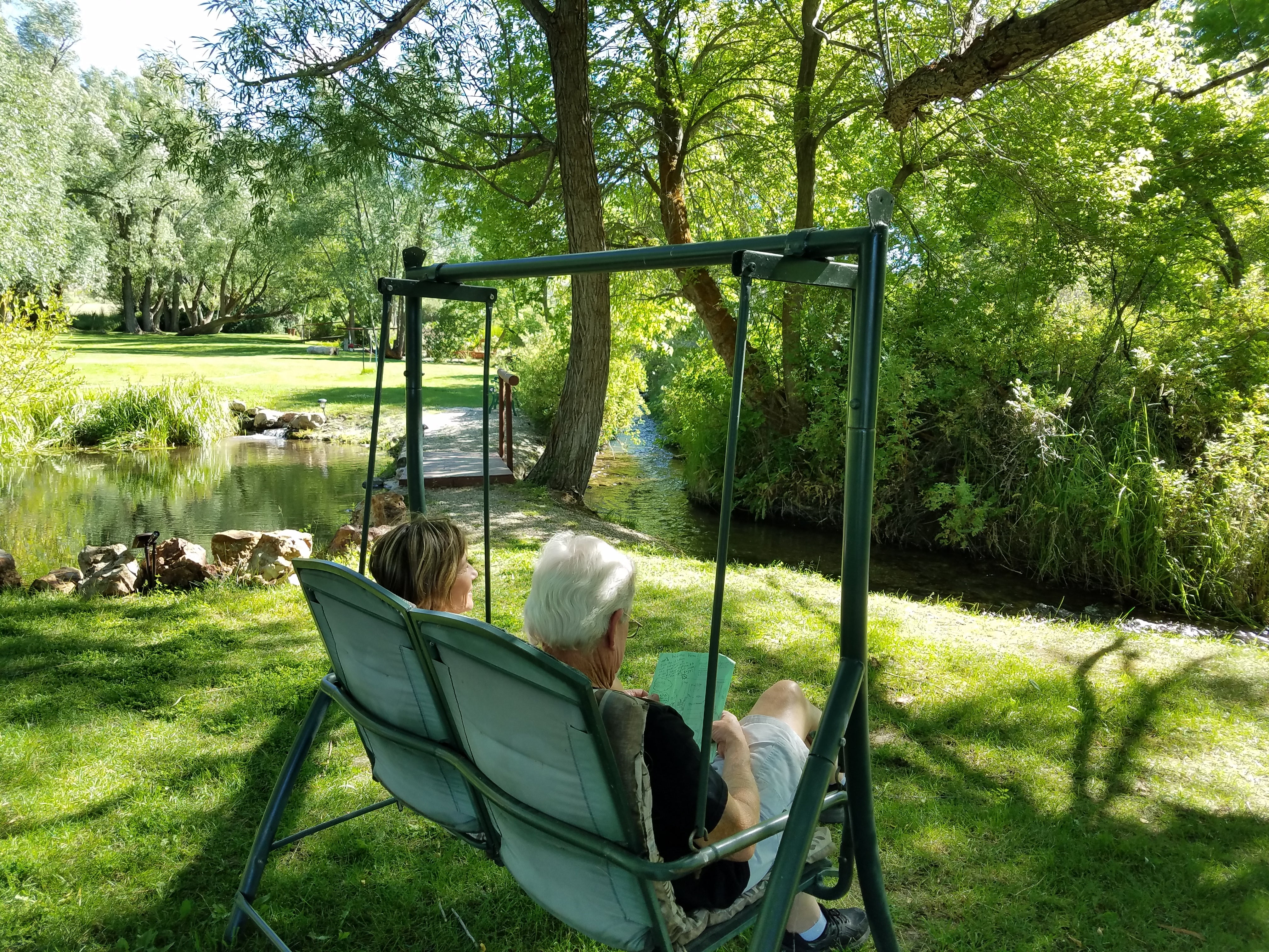 Enjoy a wonderful relaxing swing by the stream or by the other sitting areas nearby.